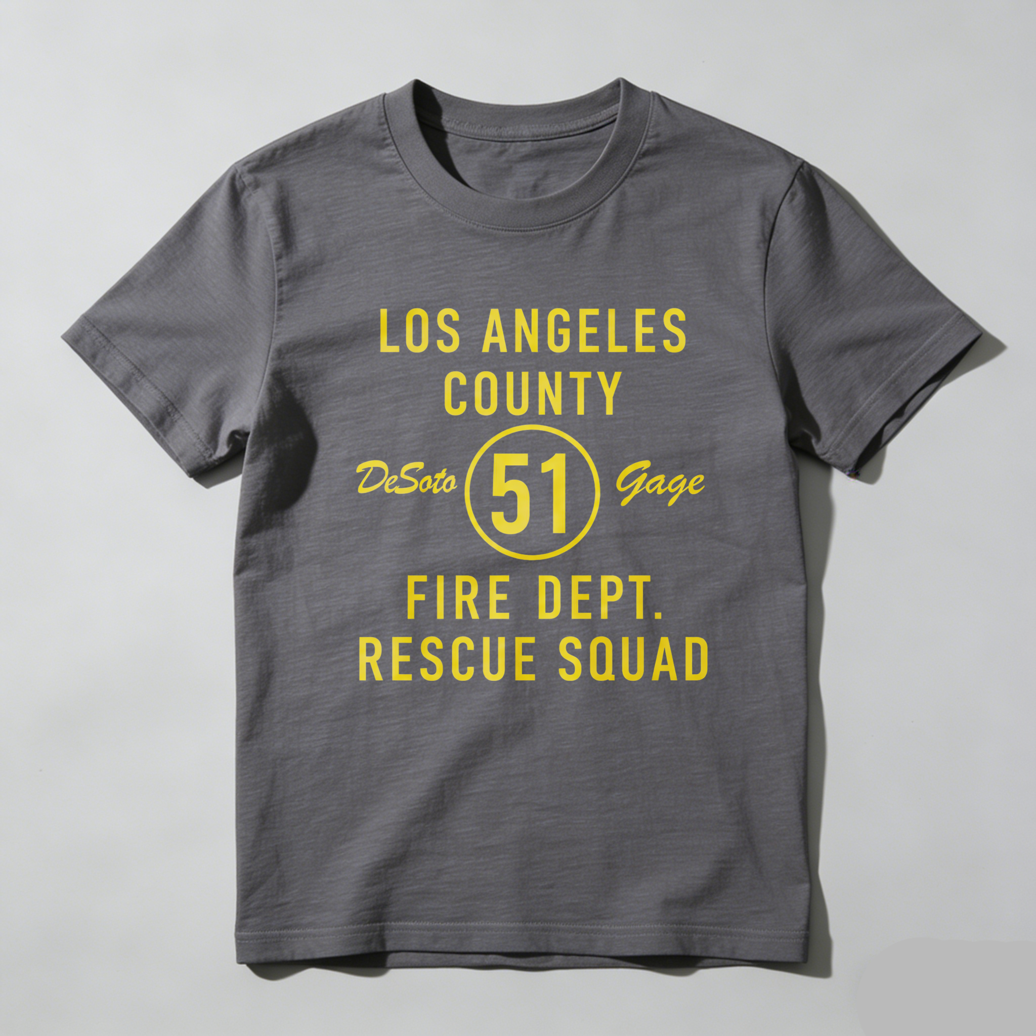 TEECURENT Los Angeles County Fire Department Rescue Squad 51 De Soto Gage T Shirt