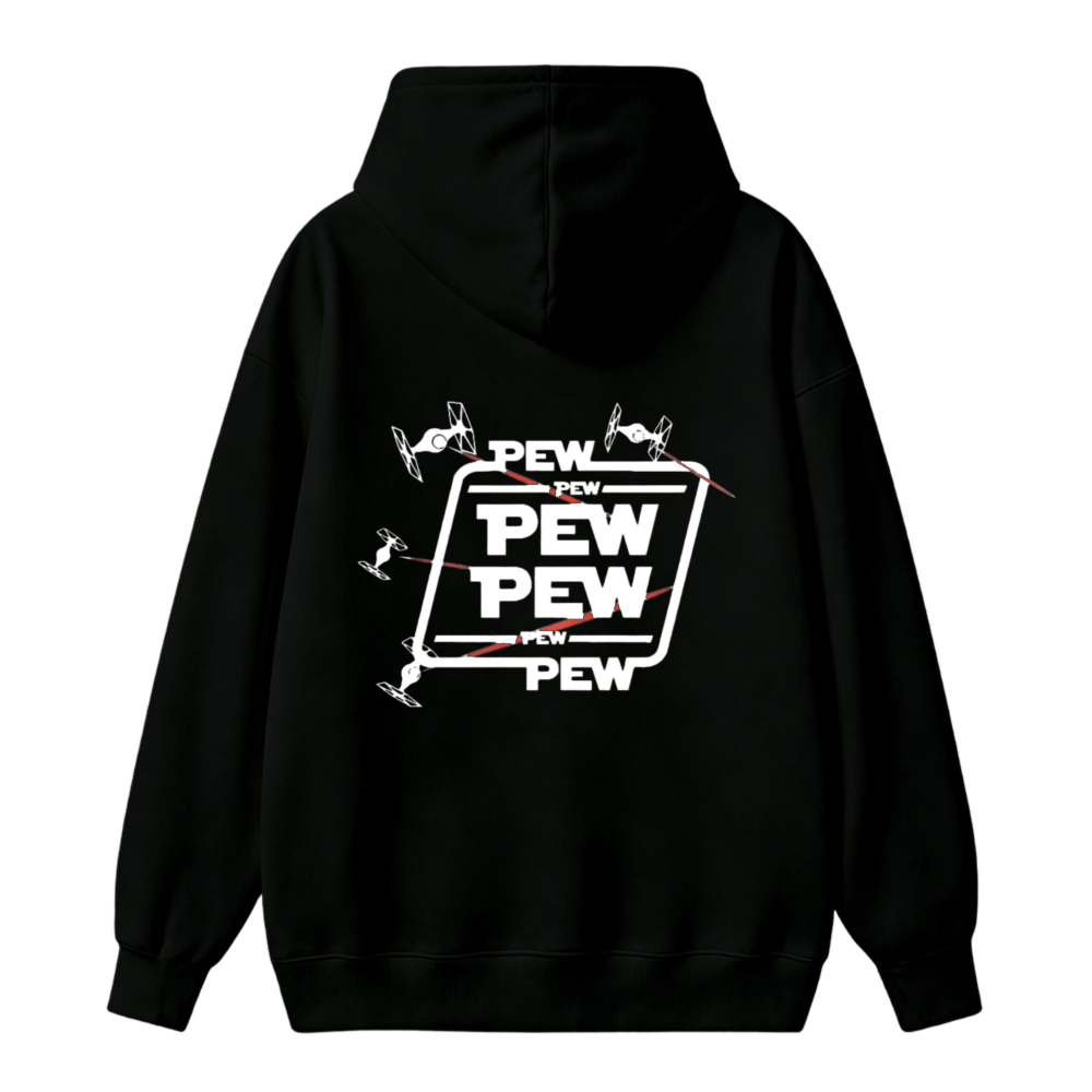 Pew Pew Pew Text And Spaceship Graphic Unisex Classic Hoodie