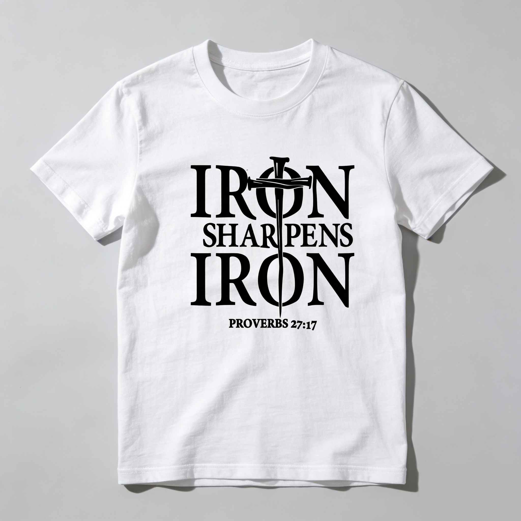 TEECURENT Iron Sharpens Iron Proverbs 2717 Pure Cotton Short Sleeve T Shirt-TeeCurent