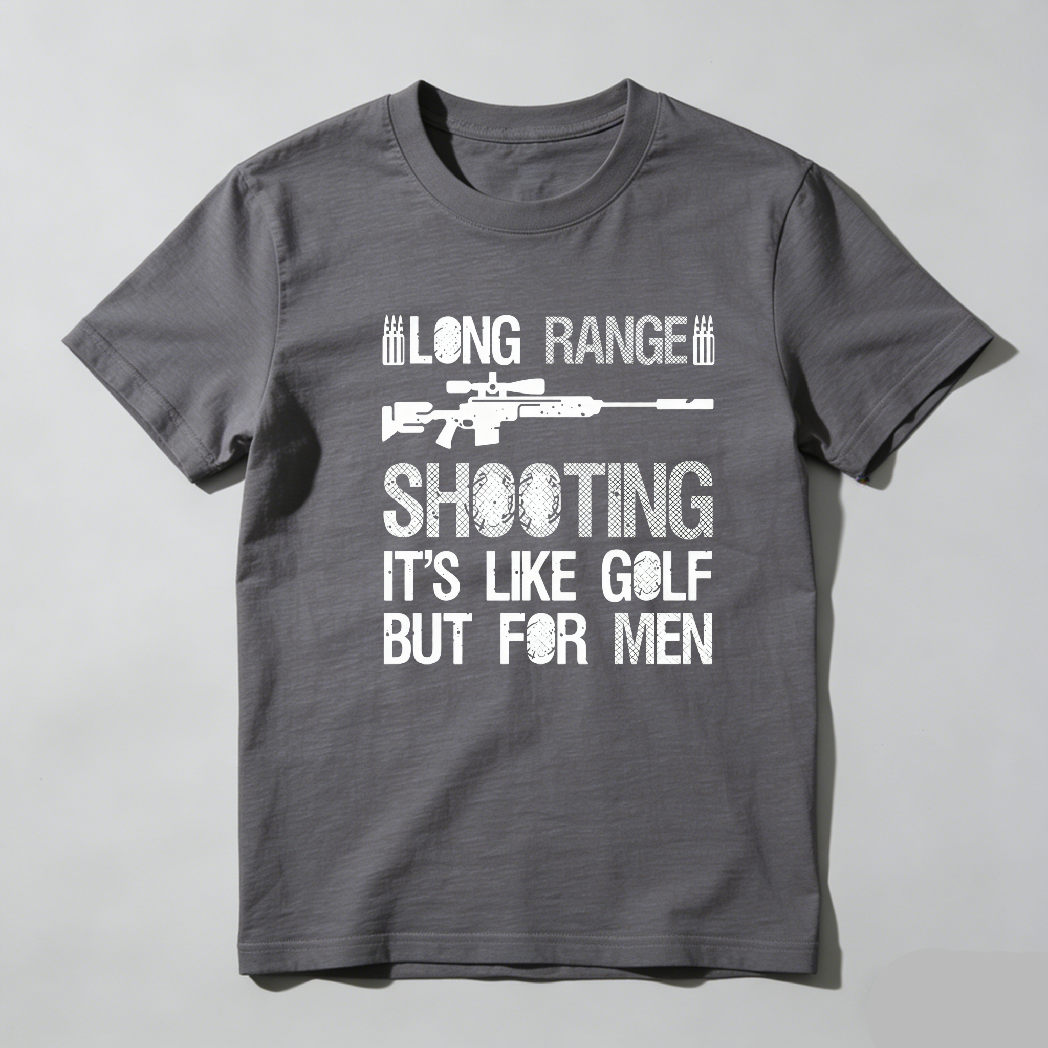 TEECURENT Long Range Shooting It's Like Golf But For Men Pure Cotton Short Sleeve T Shirt-TeeCurent