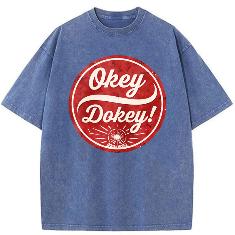 Okey Dokey Red Circle Logo Print tshirt 100% cotton
