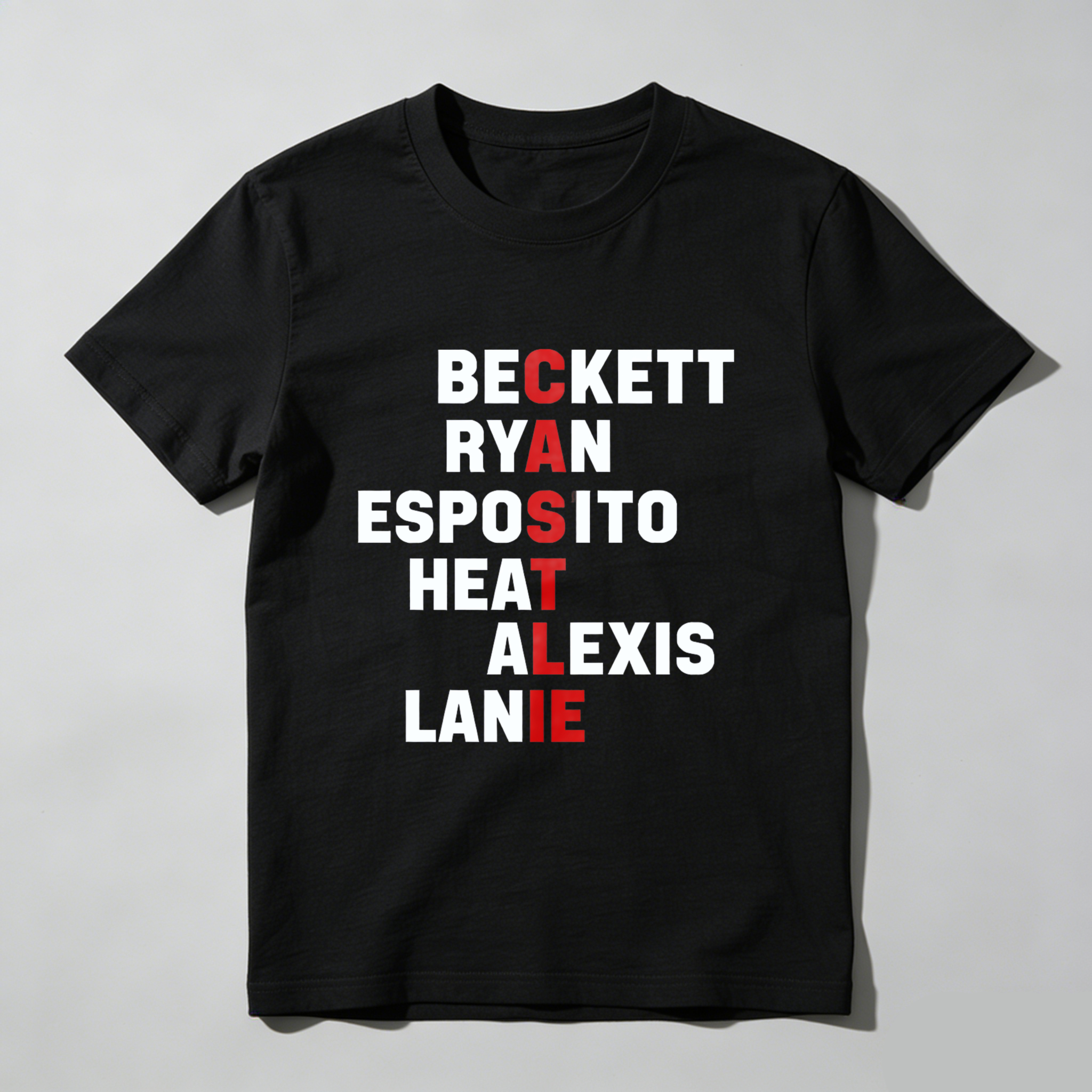 TEECURENT Beckett Ryan Esposito Heat Alexis Lanie Black T Shirt