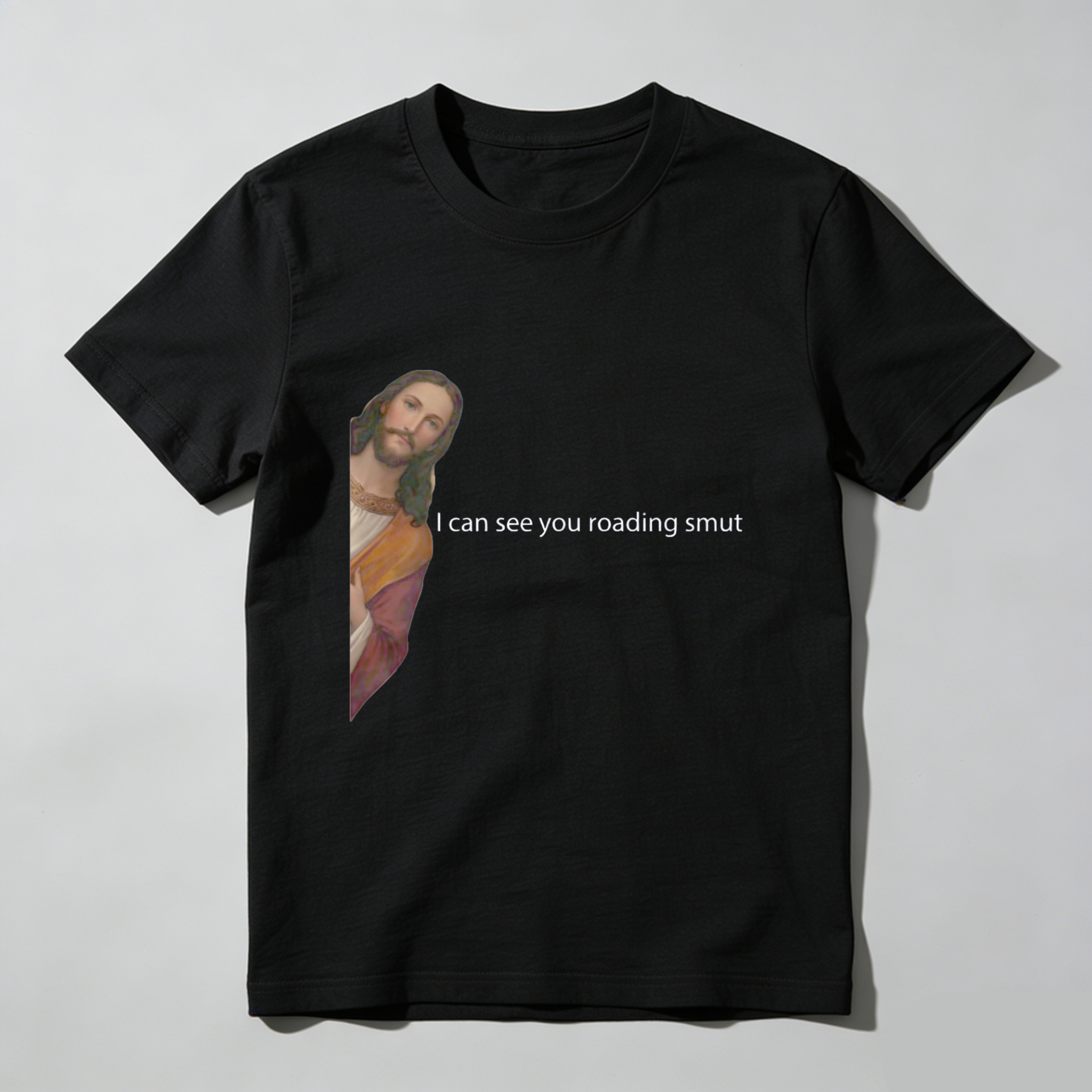 TEECURENT Jesus I Can See You Reading Smut Funny T Shirt Humor Religion Parody Graphic Tee Men Women Unisex Casual Wear WOMEN