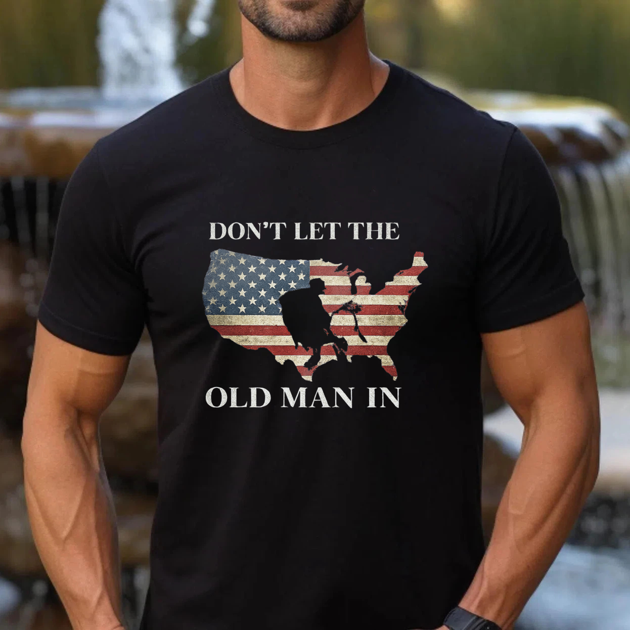 TEECURENT Dont Let The Old Man In Usa Map Flag T Shirt