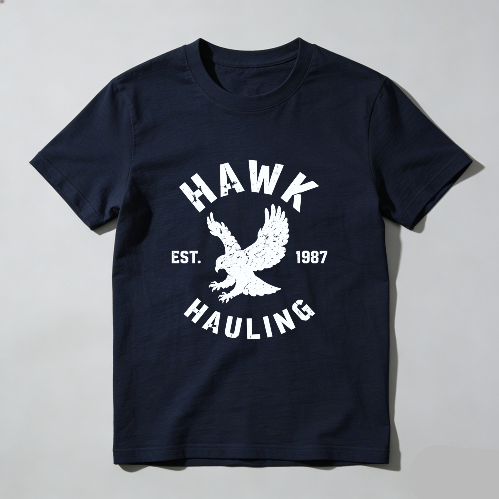 Hawk Hauling Est 1987 Eagle Logo T Shirt Black Cotton Men's Casual Graphic Tee