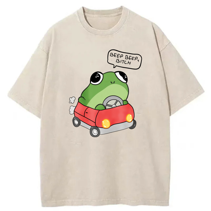 Frog Driving Red Car Beep Beep  tshirt 100% cotton