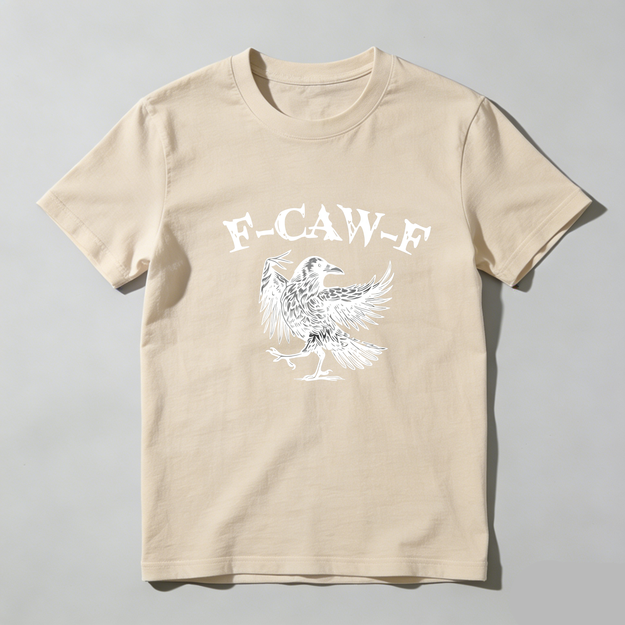 TEECURENT F Caw F Crow Graphic Pure Cotton Short Sleeve T Shirt-TeeCurent