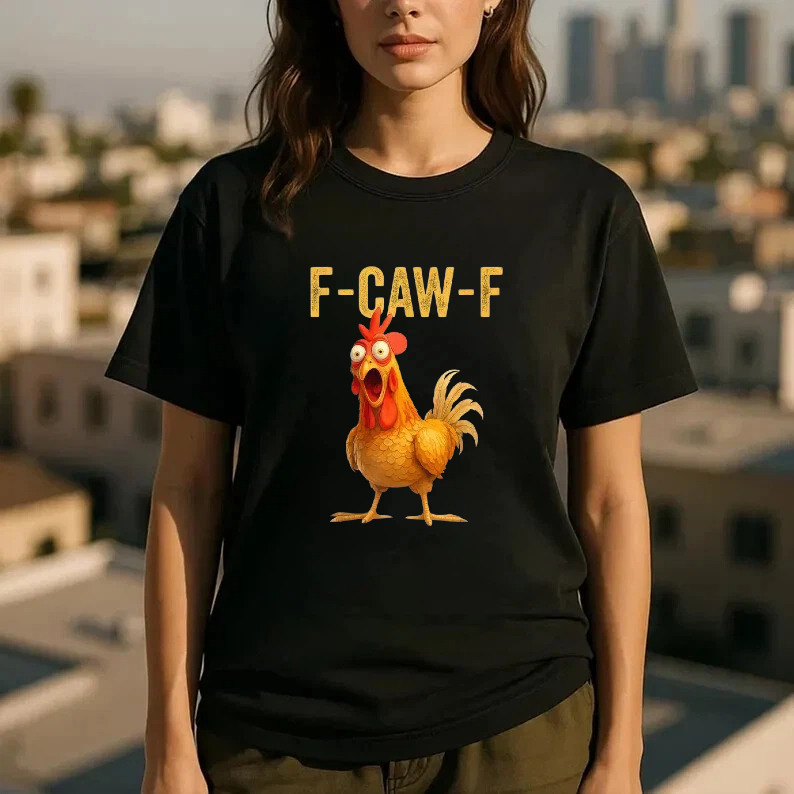 PRINTVIBA Cotton Unisex Funny F-Caw-F Chicken shirts, FCAWF Chicken T-Shirt