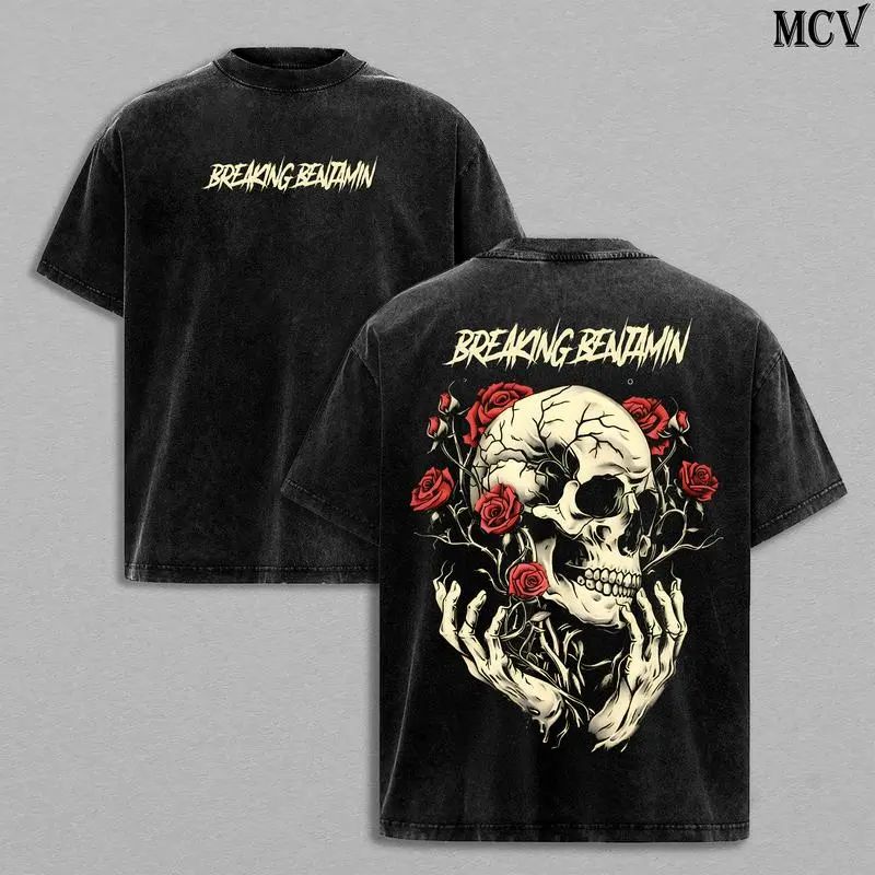Breaking Benjamin Vintage Heavy Oversize Unisex Metal Rock Band Washed T-Shirt