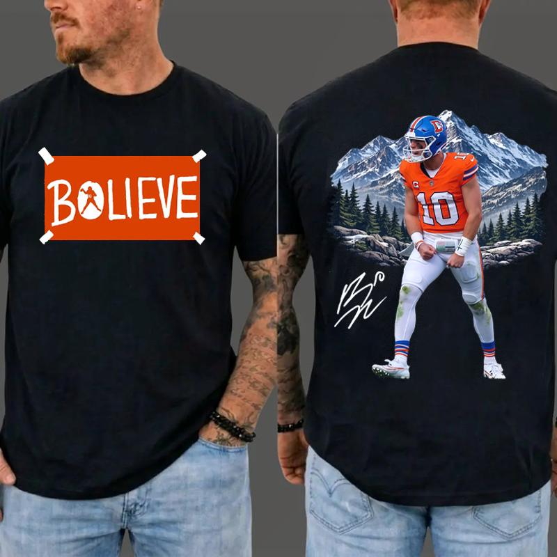 Vintage Football Quarterback Believe Spirit Graphic T-Shirt