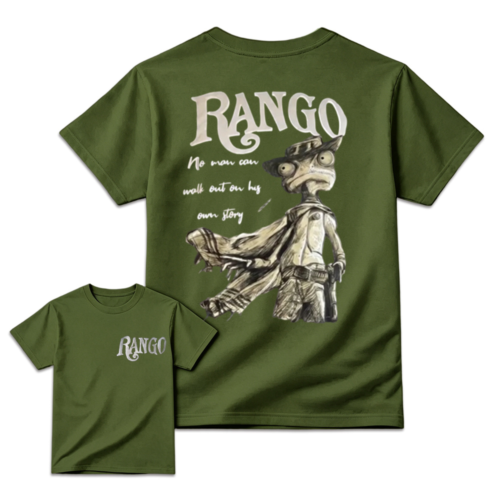 Rango Western Philosophy Back Print T-Shirt – No Man Can Walk Out On His Own Story
