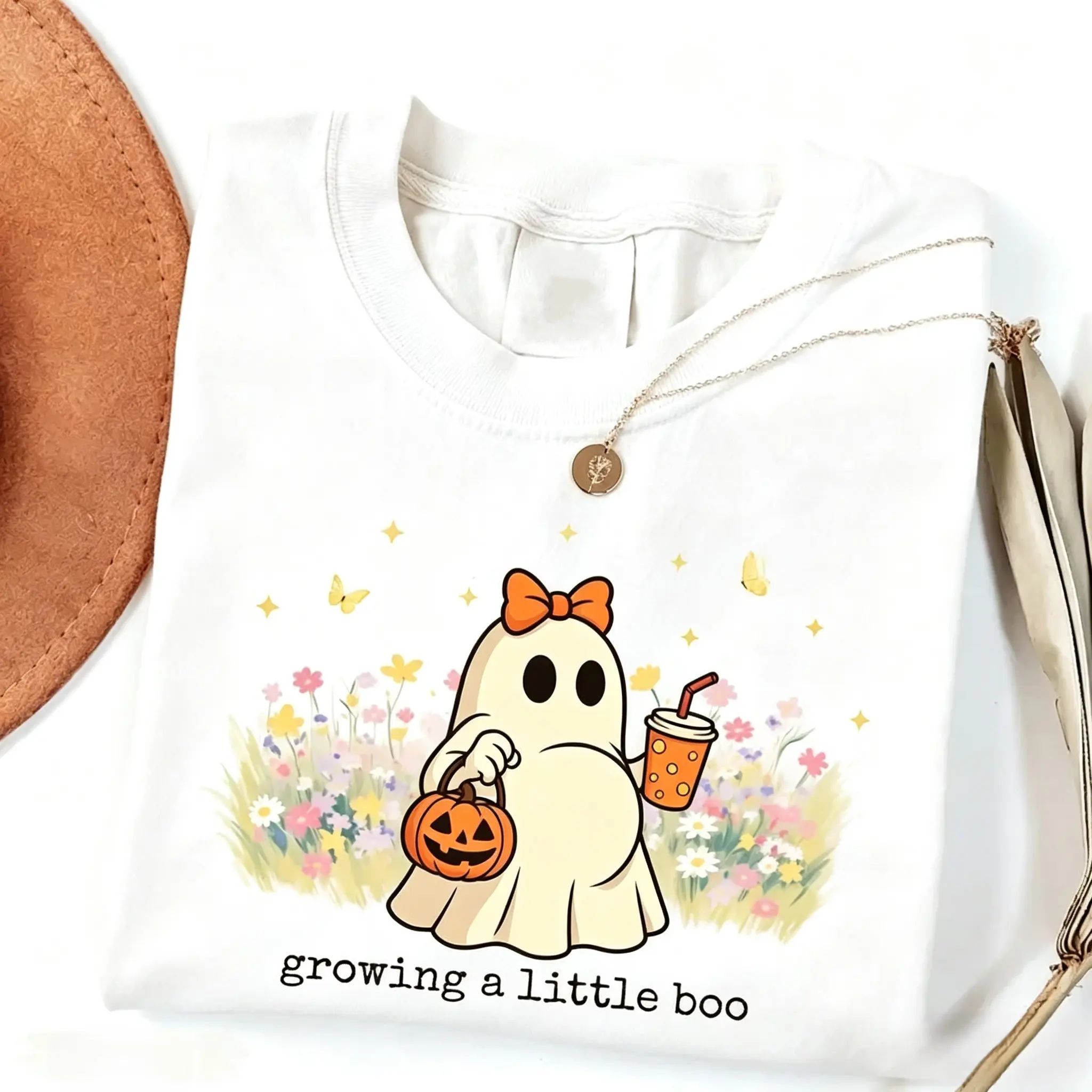 Growing A Little Boo Halloween Funny Pregnancy Shirt