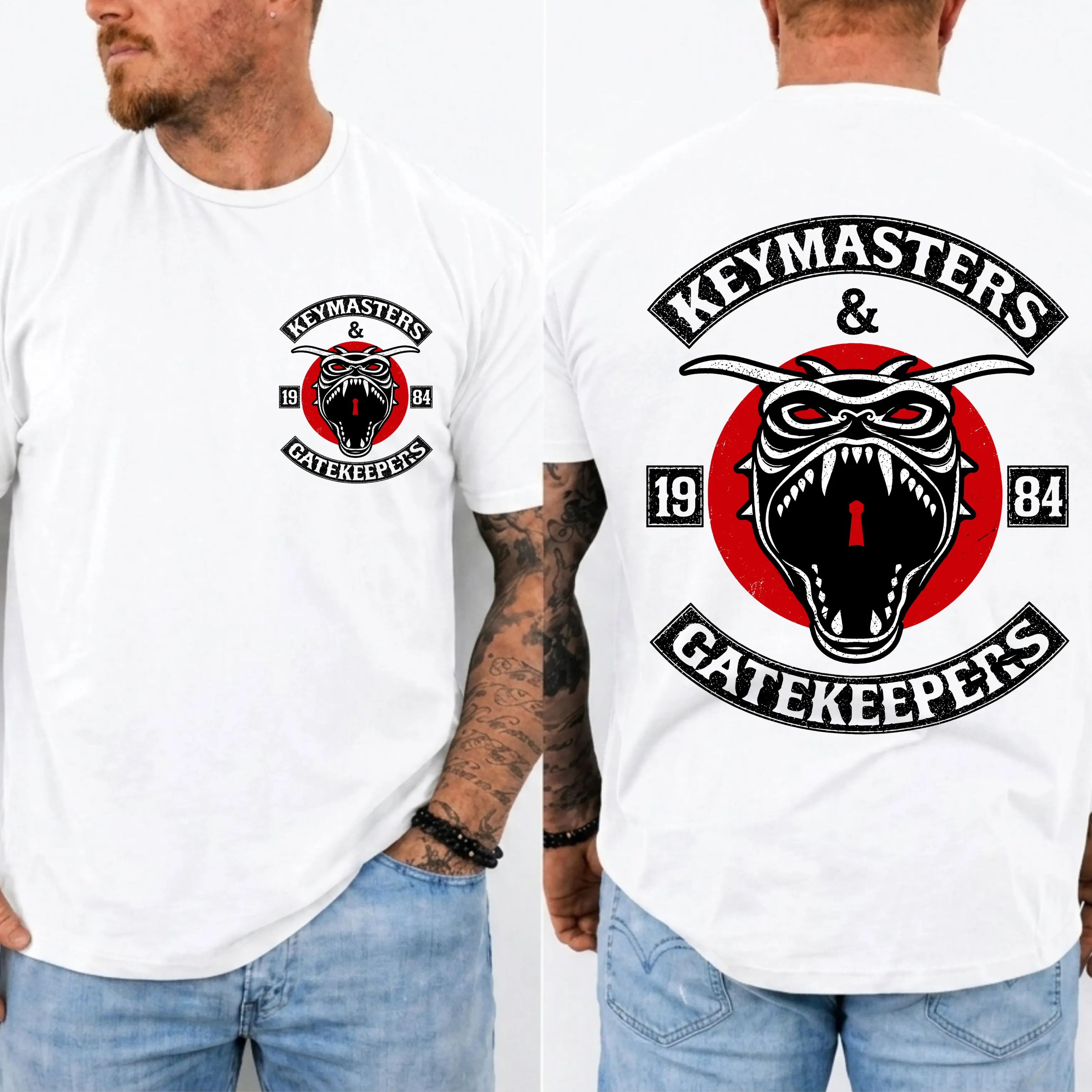 Vintage Gh0stbusters Keymaster & Gatekeeper 1984 Cult Movie Horror Comedy T-Shirt