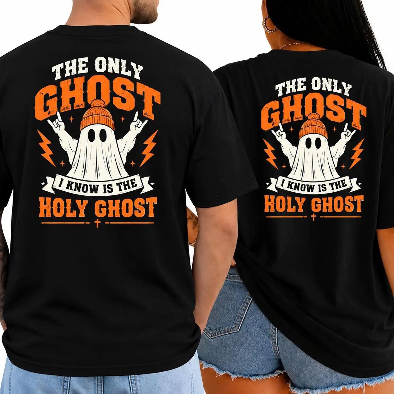 The Only Ghost I Know Is The Holy Ghost Funny Christian Halloween Graphic Tee