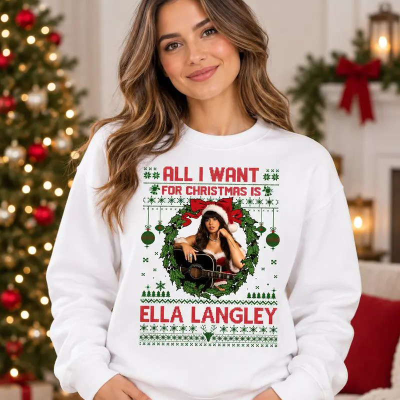 All I Want For Christmas Is Ella Lagley Country Music Holiday Sweatshirt, Festive Western Christmas Gift