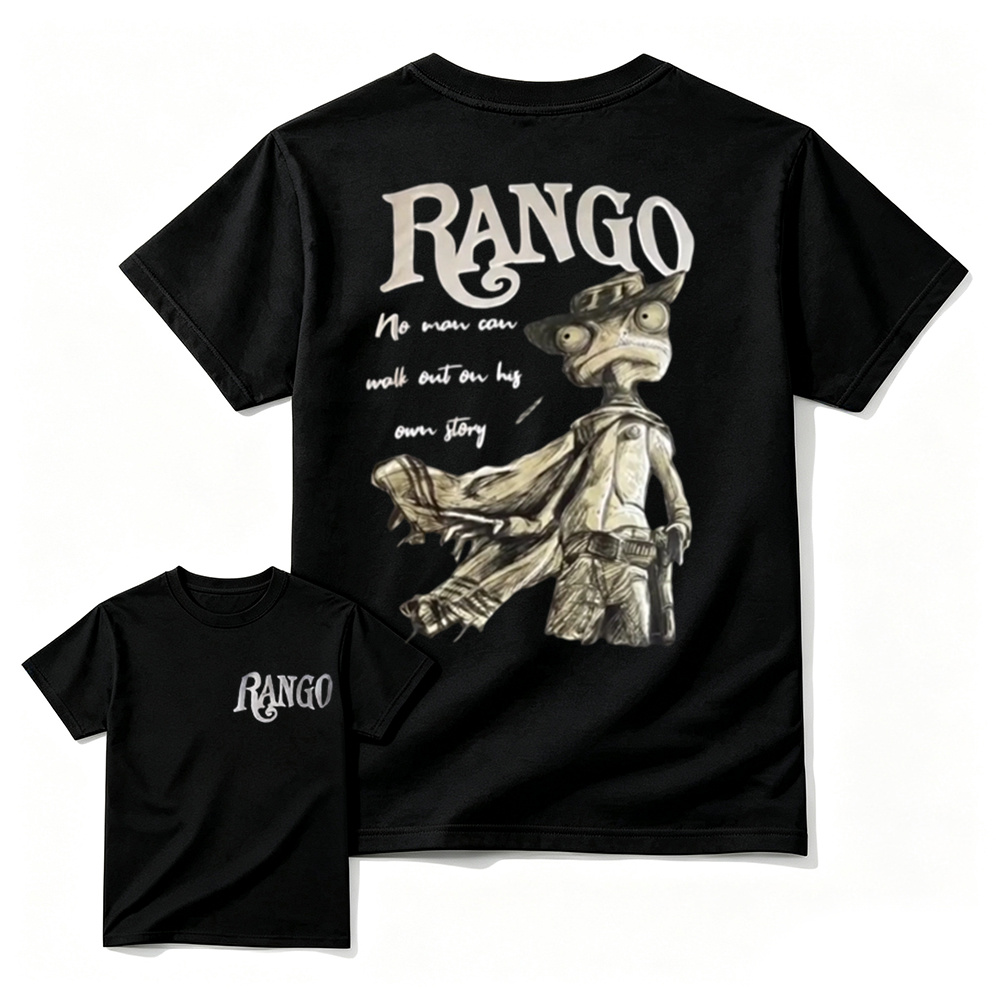 Rango Western Philosophy Back Print T-Shirt – No Man Can Walk Out On His Own Story