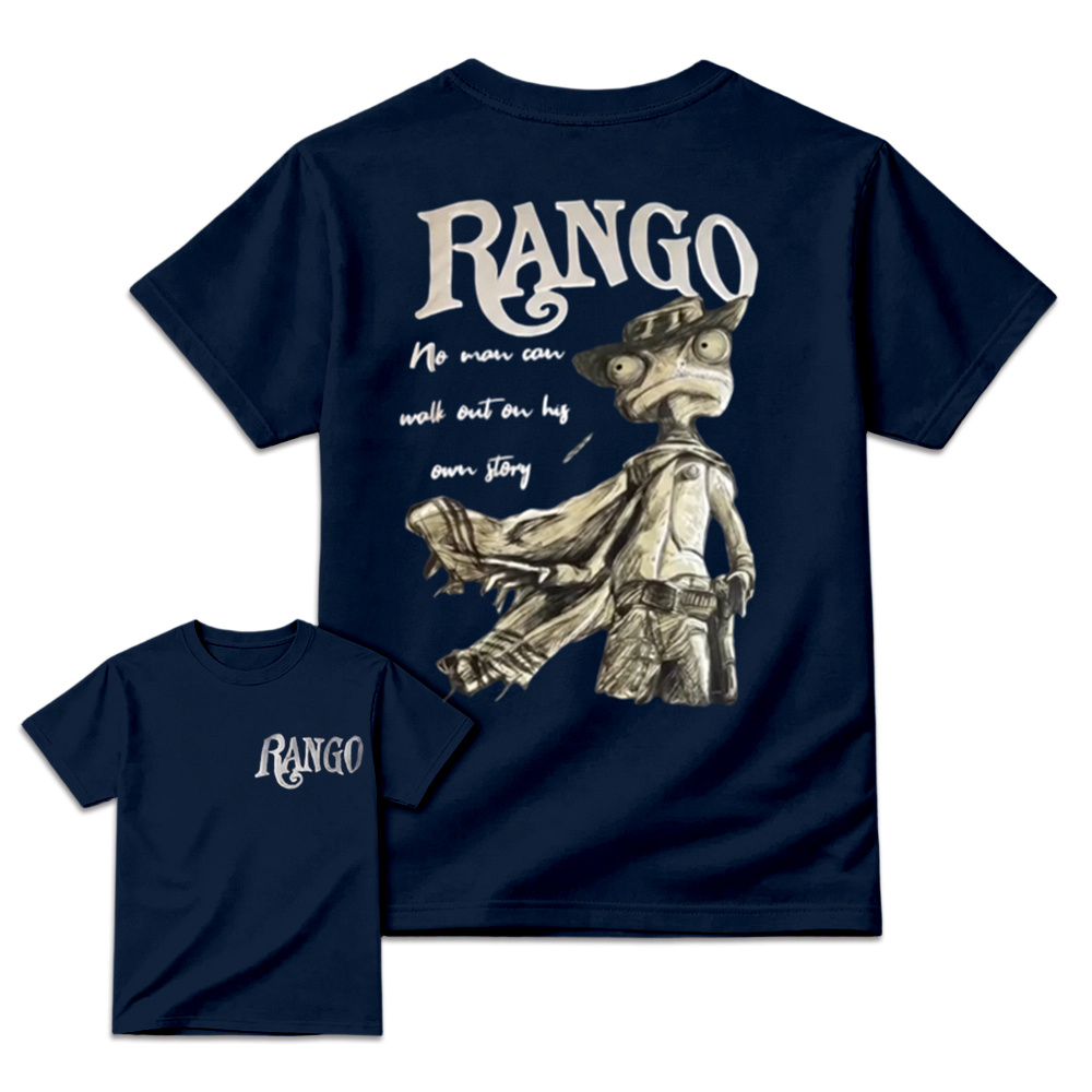 Rango Western Philosophy Back Print T-Shirt – No Man Can Walk Out On His Own Story