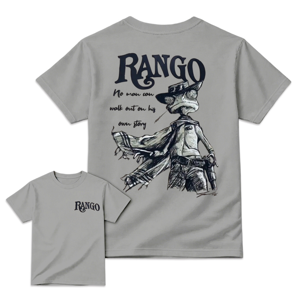 Rango Western Philosophy Back Print T-Shirt – No Man Can Walk Out On His Own Story