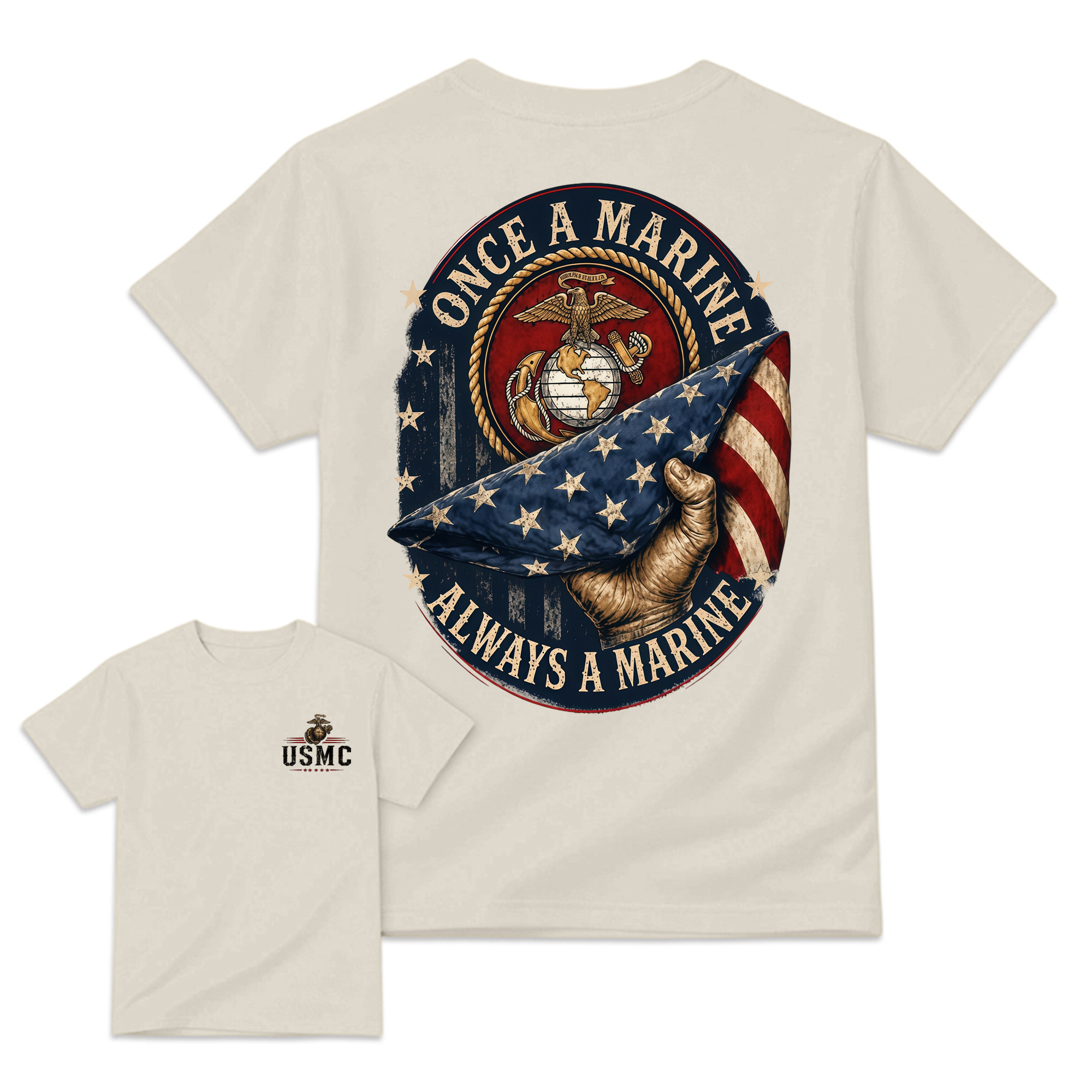 Once a Marine Always a Marine T-Shirt, USMC Veteran Patriotic Graphic Tee