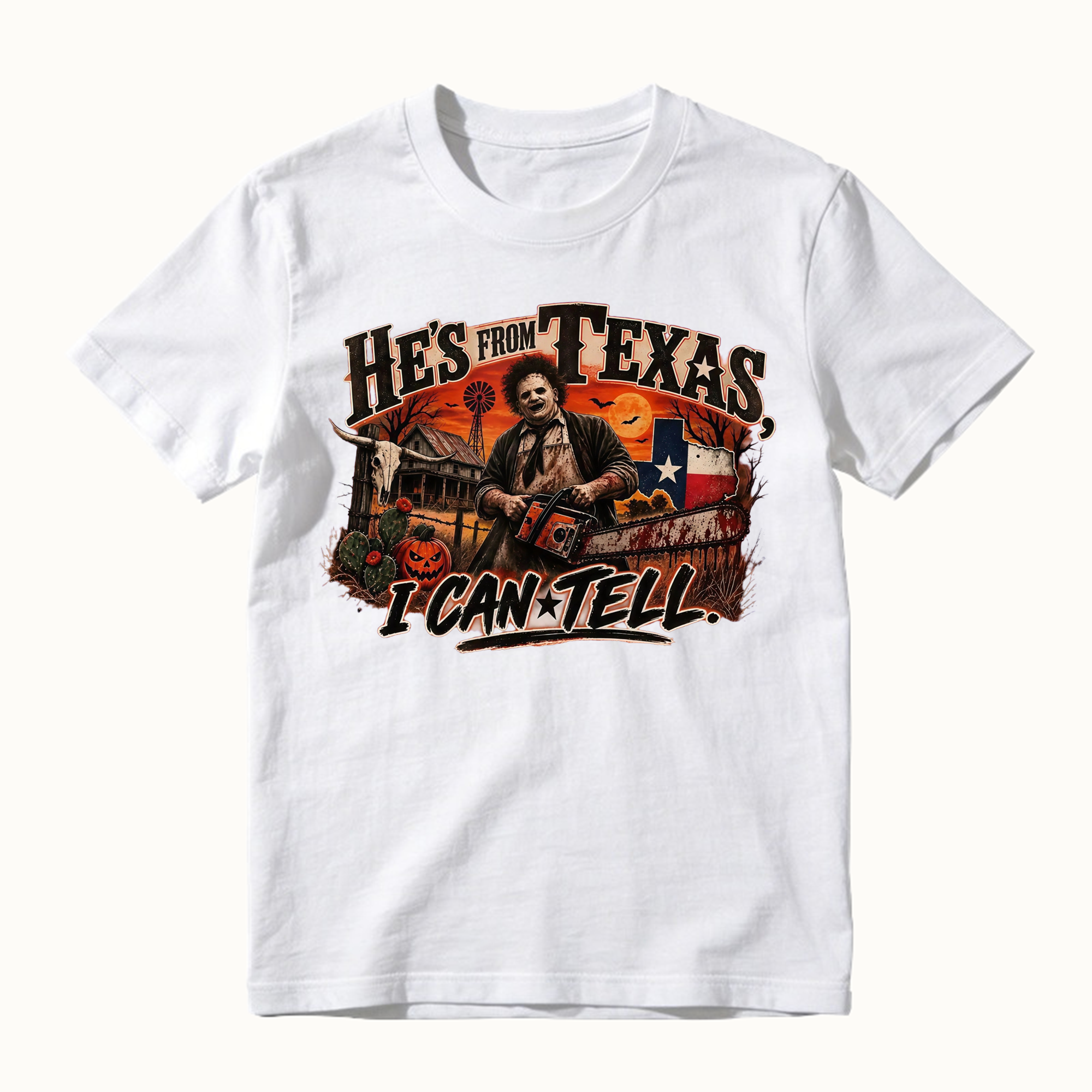 He's From Texas I Can Tell Horror Spooky Season Halloween Shirt