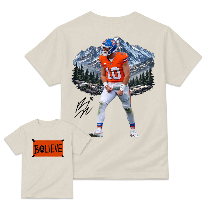 Vintage Football Quarterback Believe Spirit Graphic T-Shirt