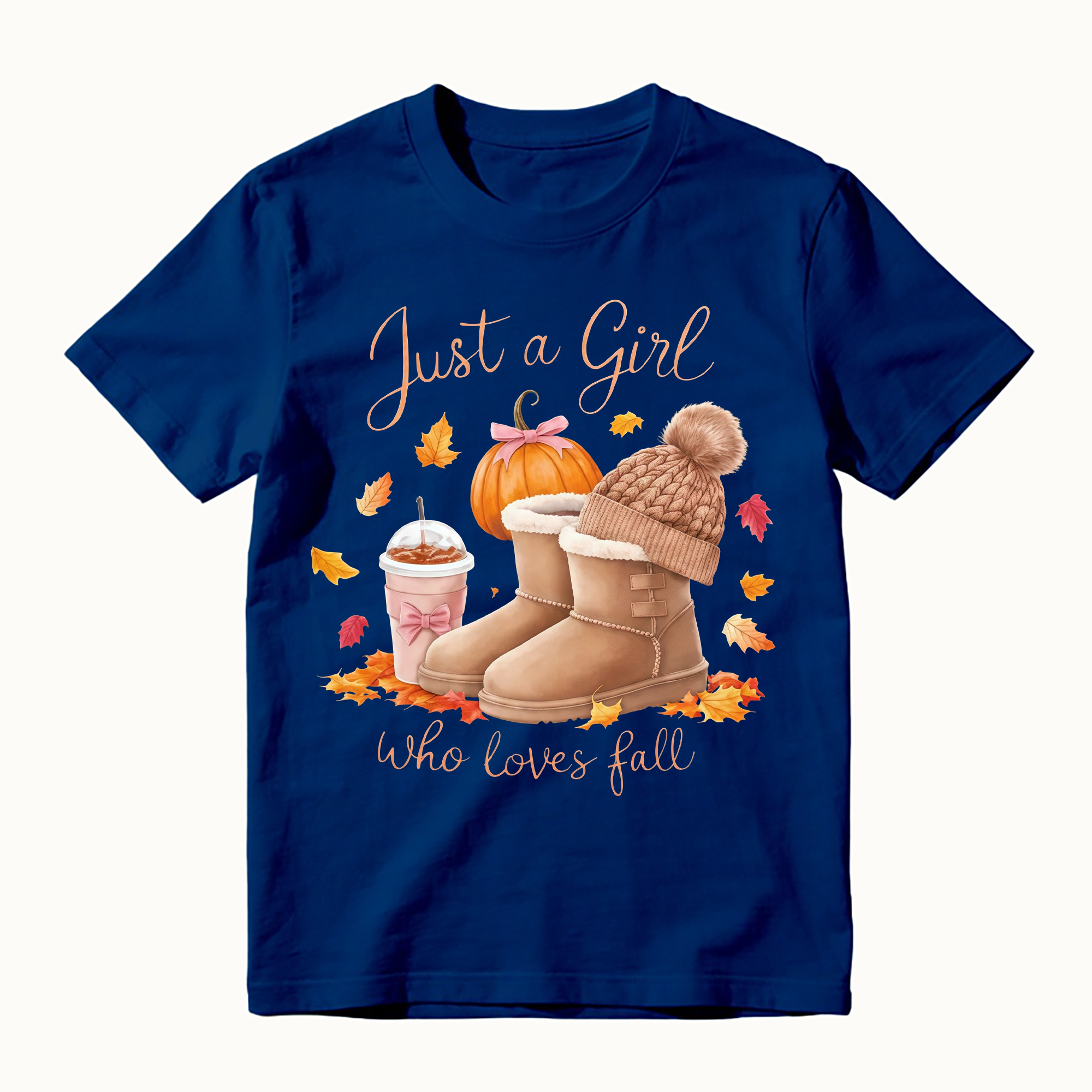 Just A Girl Who Loves Fall Pumpkin Autumn Leaves Graphic T-shirt