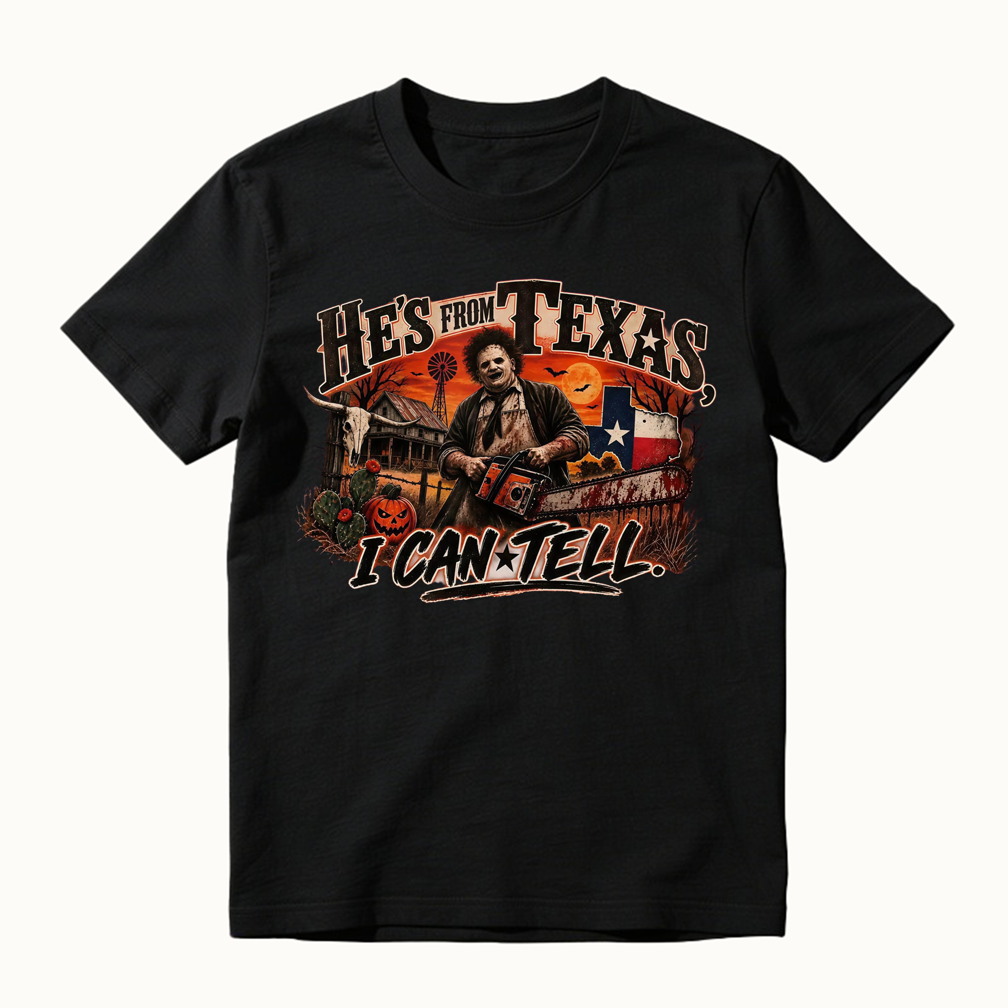 He's From Texas I Can Tell Horror Spooky Season Halloween Shirt