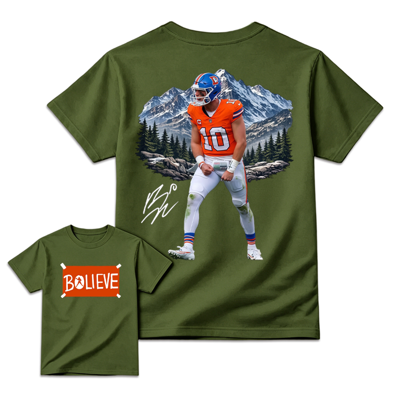 Vintage Football Quarterback Believe Spirit Graphic T-Shirt
