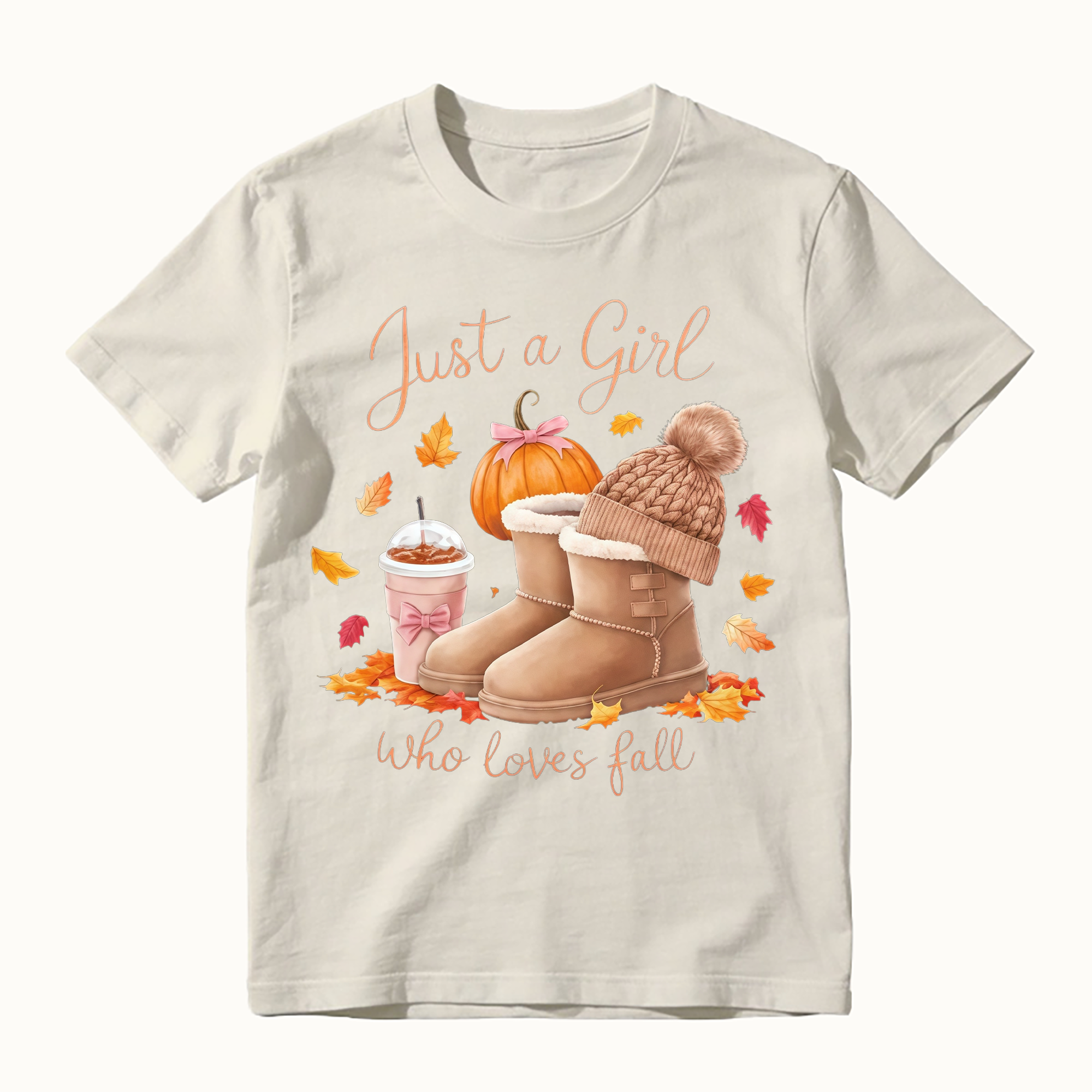 Just A Girl Who Loves Fall Pumpkin Autumn Leaves Graphic T-shirt