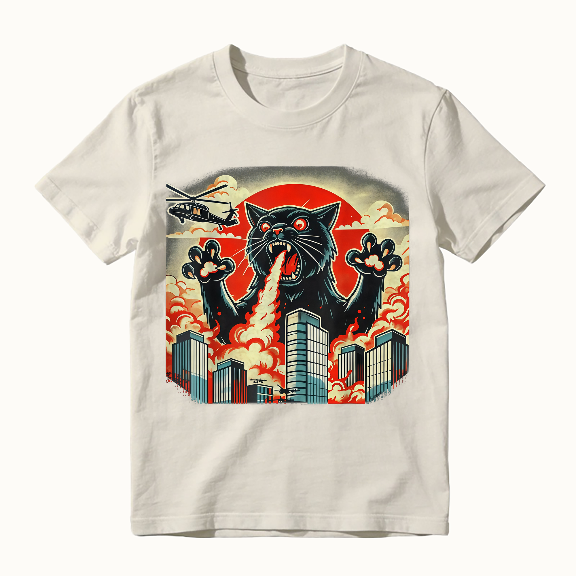 Catzilla Funny Japanese Art Graphic Tee