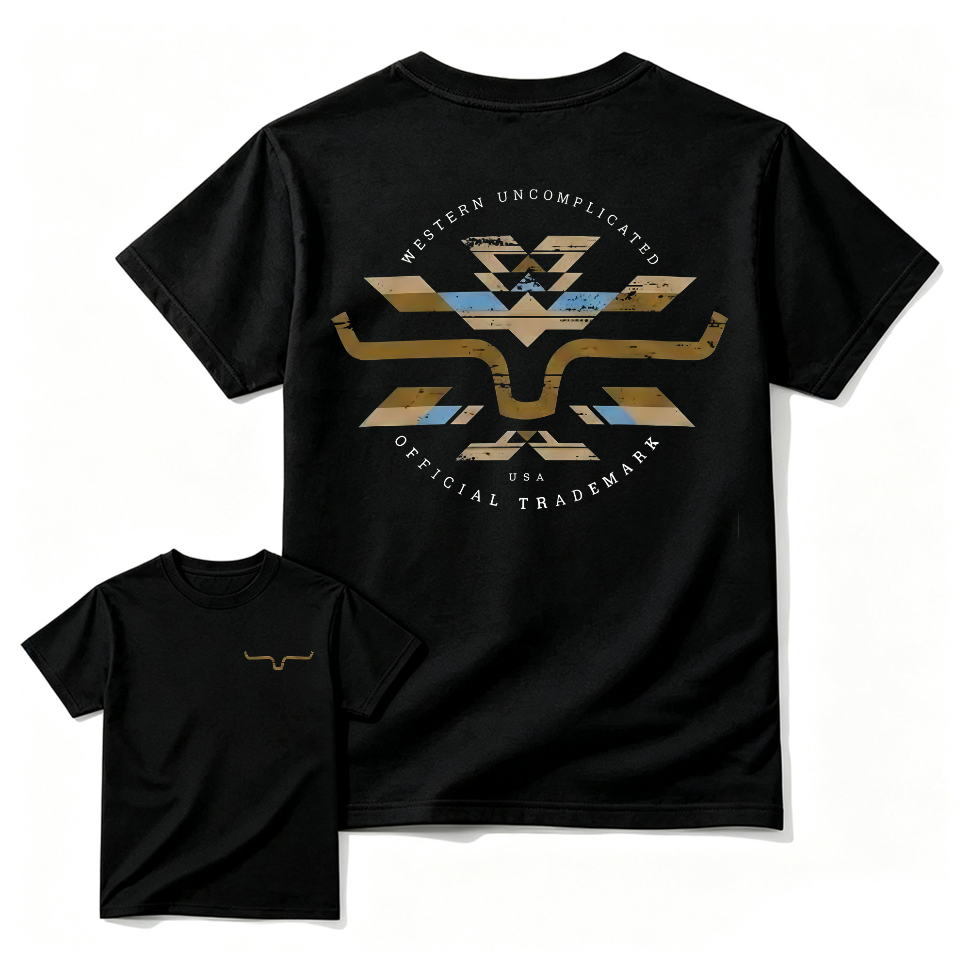 Aztec Tribal Longhorn Vintage Cotton Tee