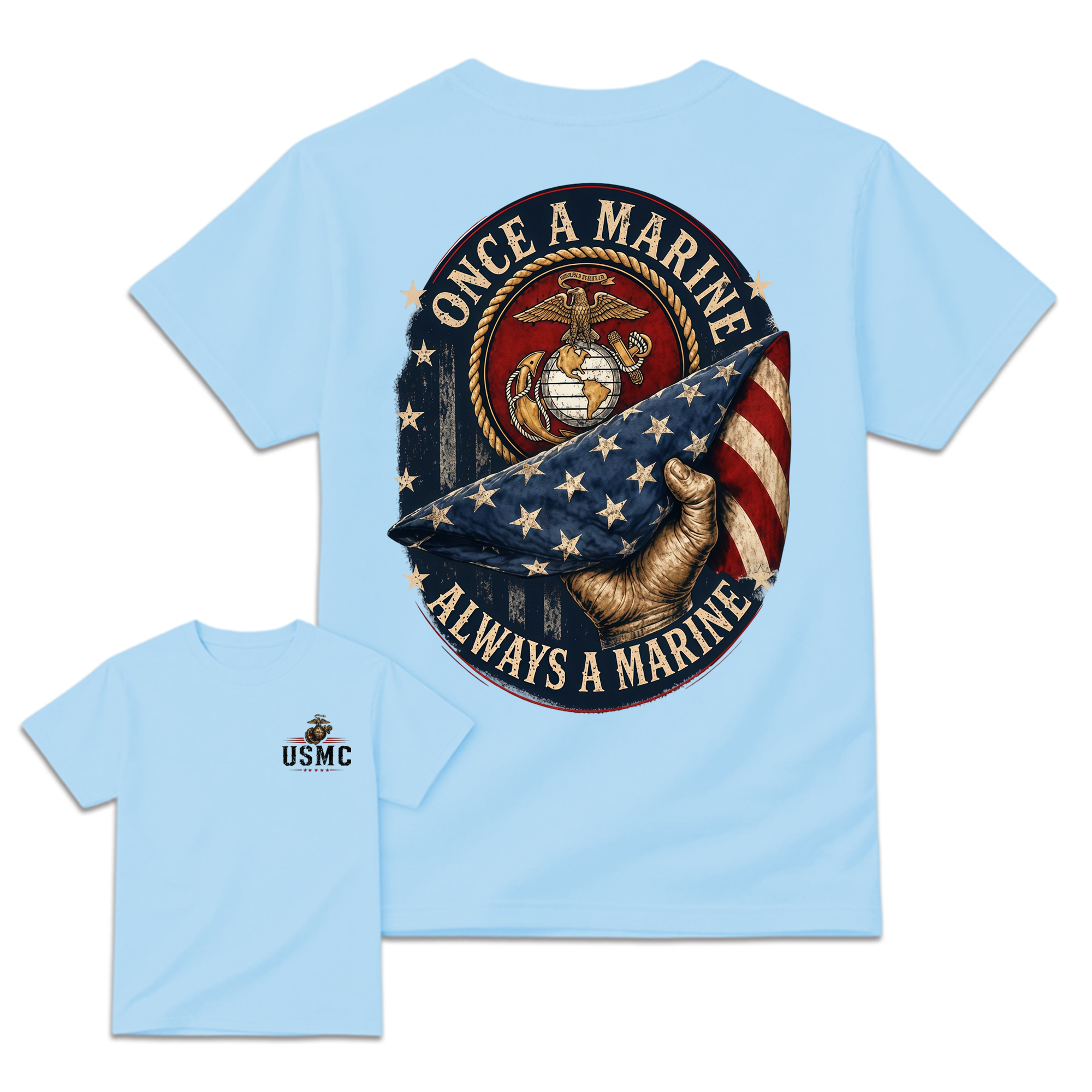 Once a Marine Always a Marine T-Shirt, USMC Veteran Patriotic Graphic Tee