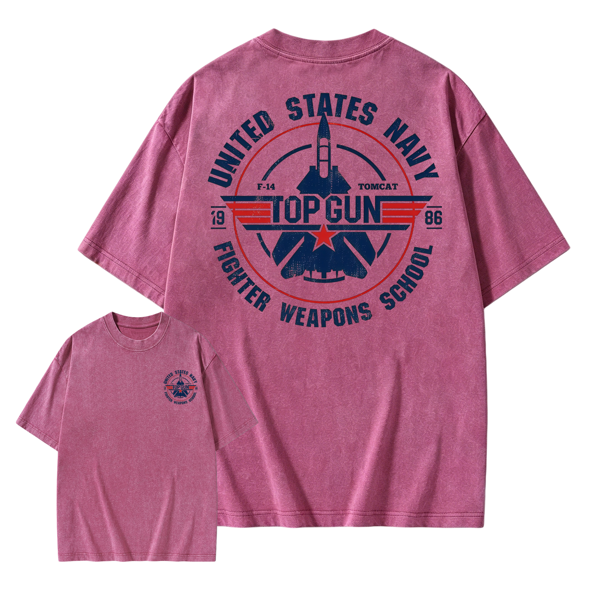 T0p Gun Vintage 80s Fighter Pilot Graphic Washed T-shirt, Retro Military Aviation Washed T-shirt, Navy Fighter Jet Unisex Washed T-shirt