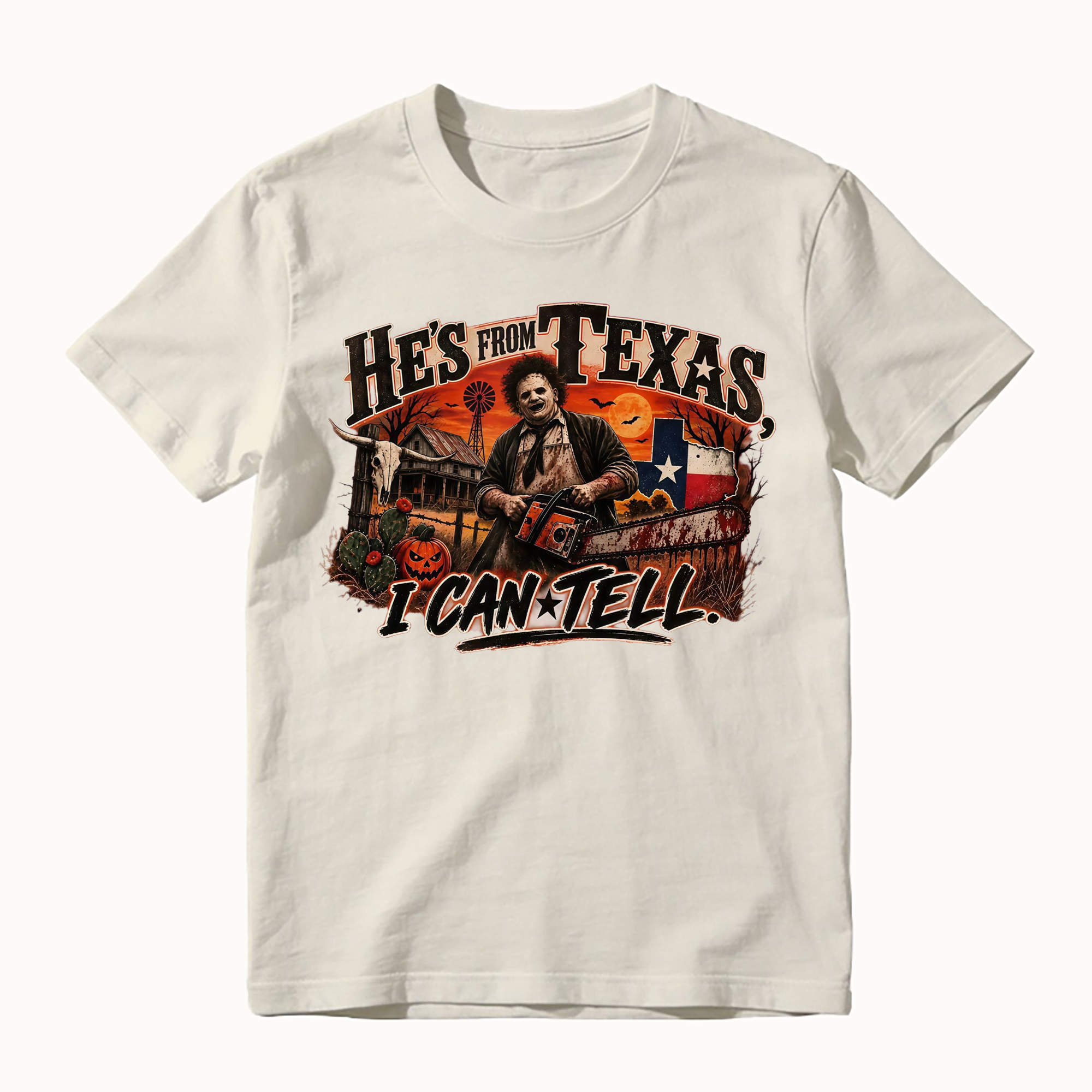 He's From Texas I Can Tell Horror Spooky Season Halloween Shirt