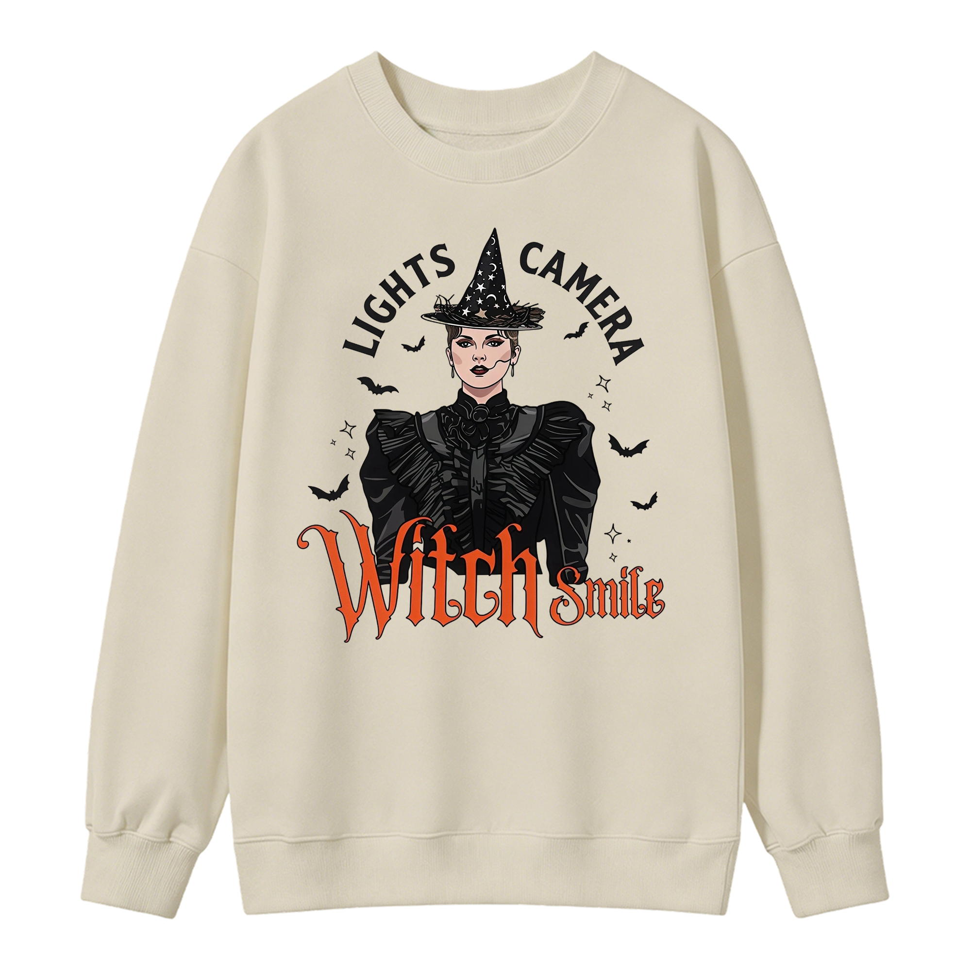 Lights, Camera, Witch Smile! Premium Spooky Season Graphic Sweatshirt