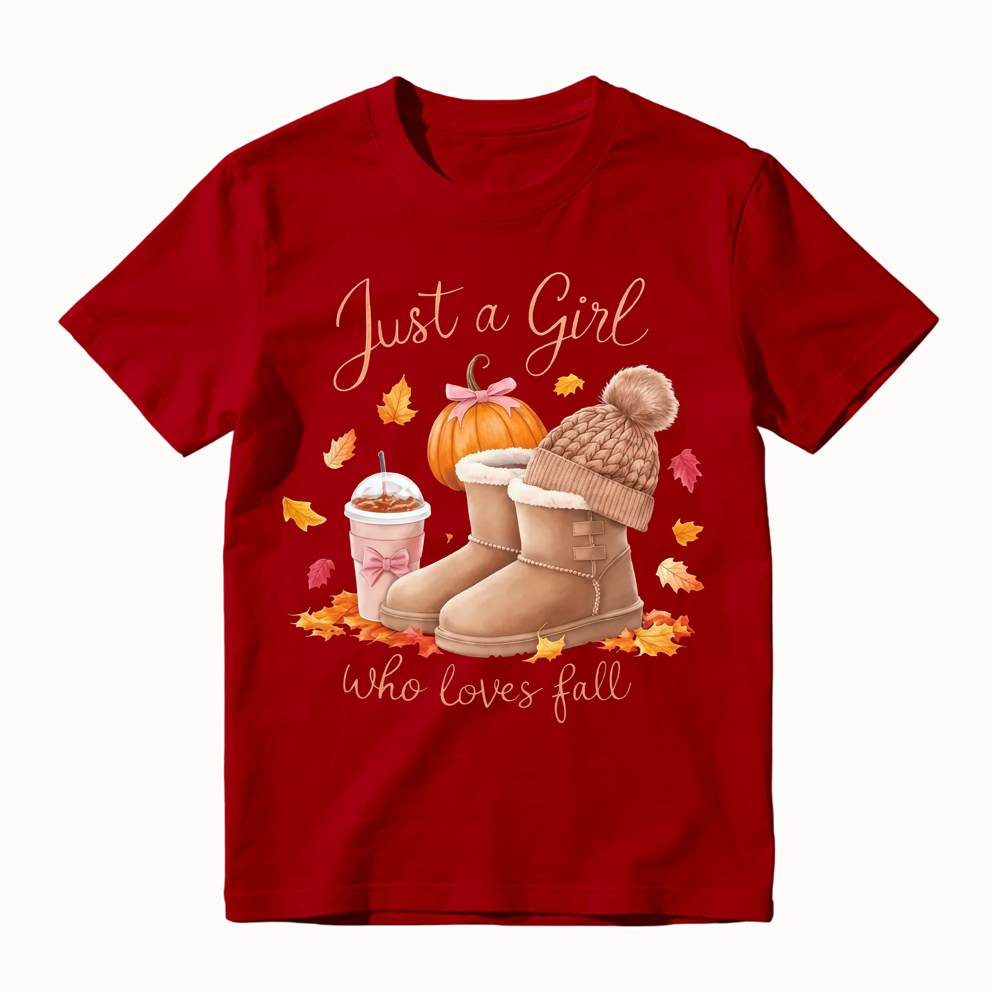 Just A Girl Who Loves Fall Pumpkin Autumn Leaves Graphic T-shirt