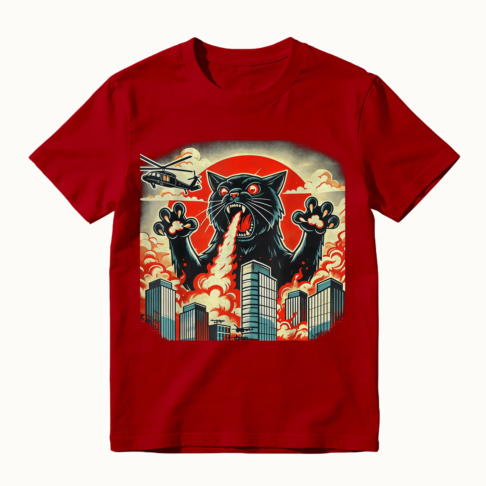 Catzilla Funny Japanese Art Graphic Tee