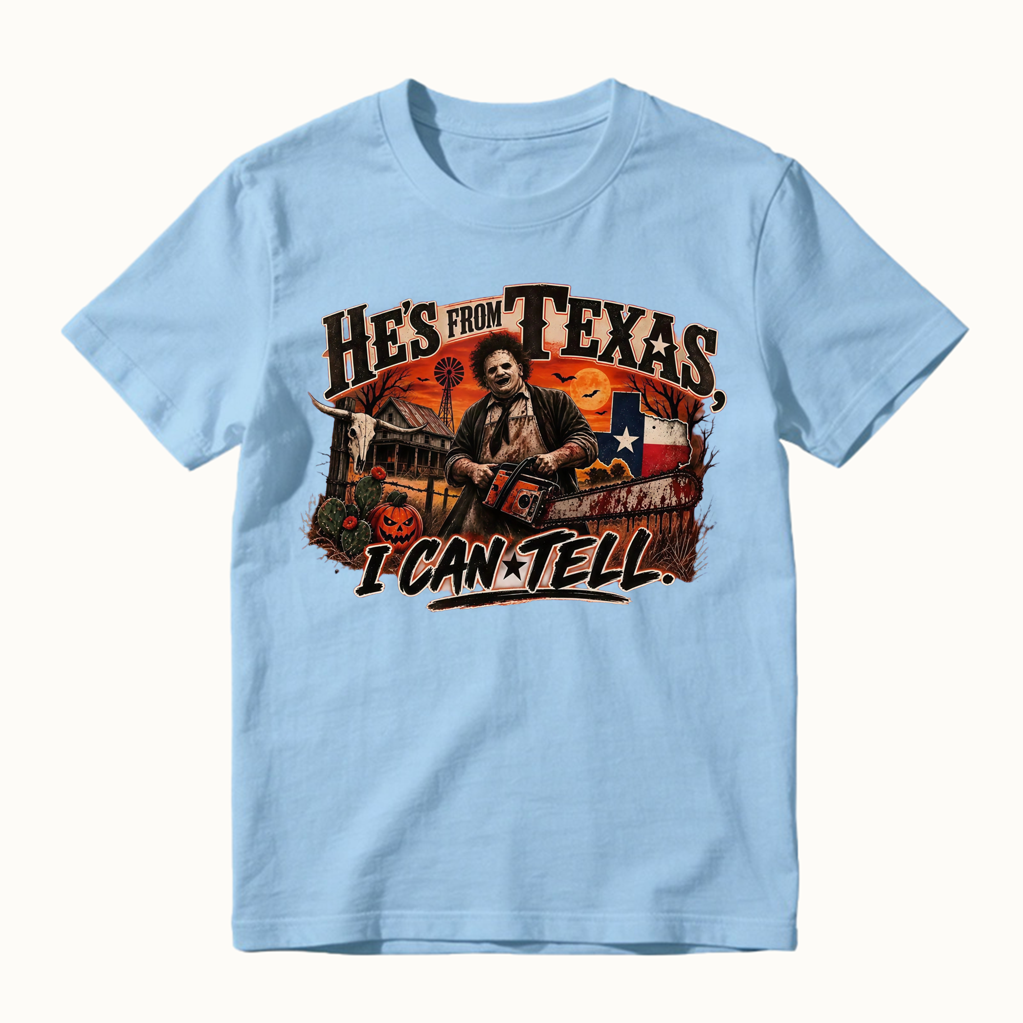 He's From Texas I Can Tell Horror Spooky Season Halloween Shirt