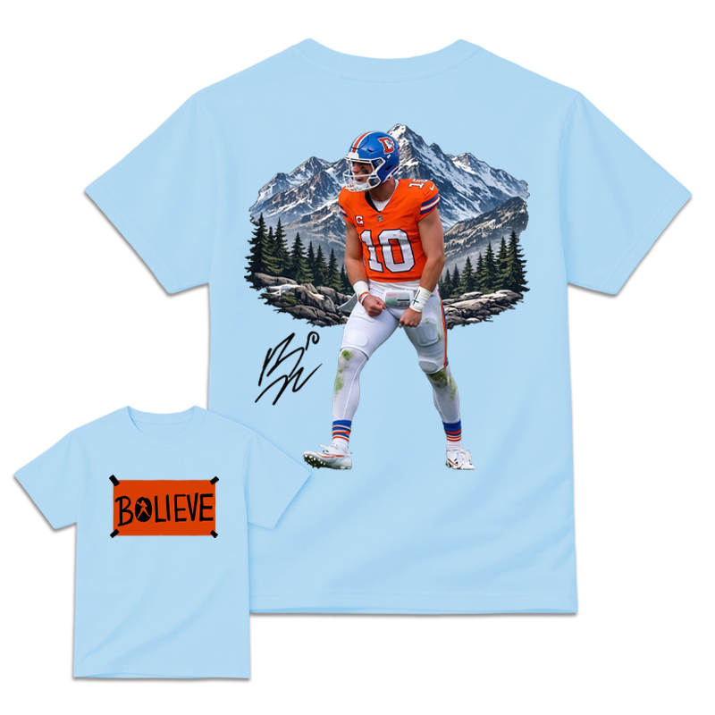 Vintage Football Quarterback Believe Spirit Graphic T-Shirt