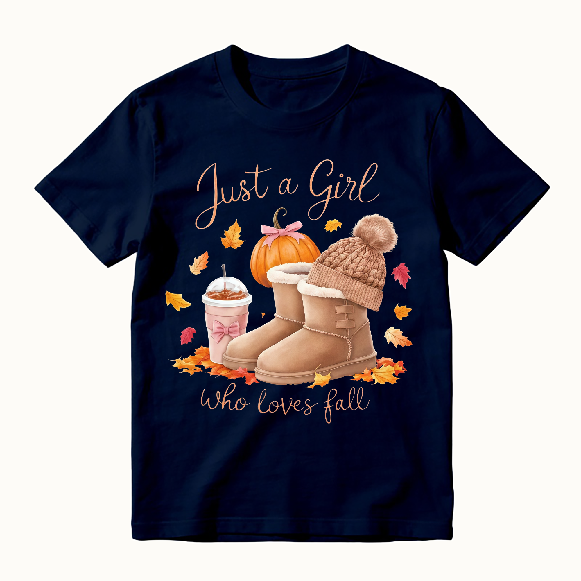 Just A Girl Who Loves Fall Pumpkin Autumn Leaves Graphic T-shirt