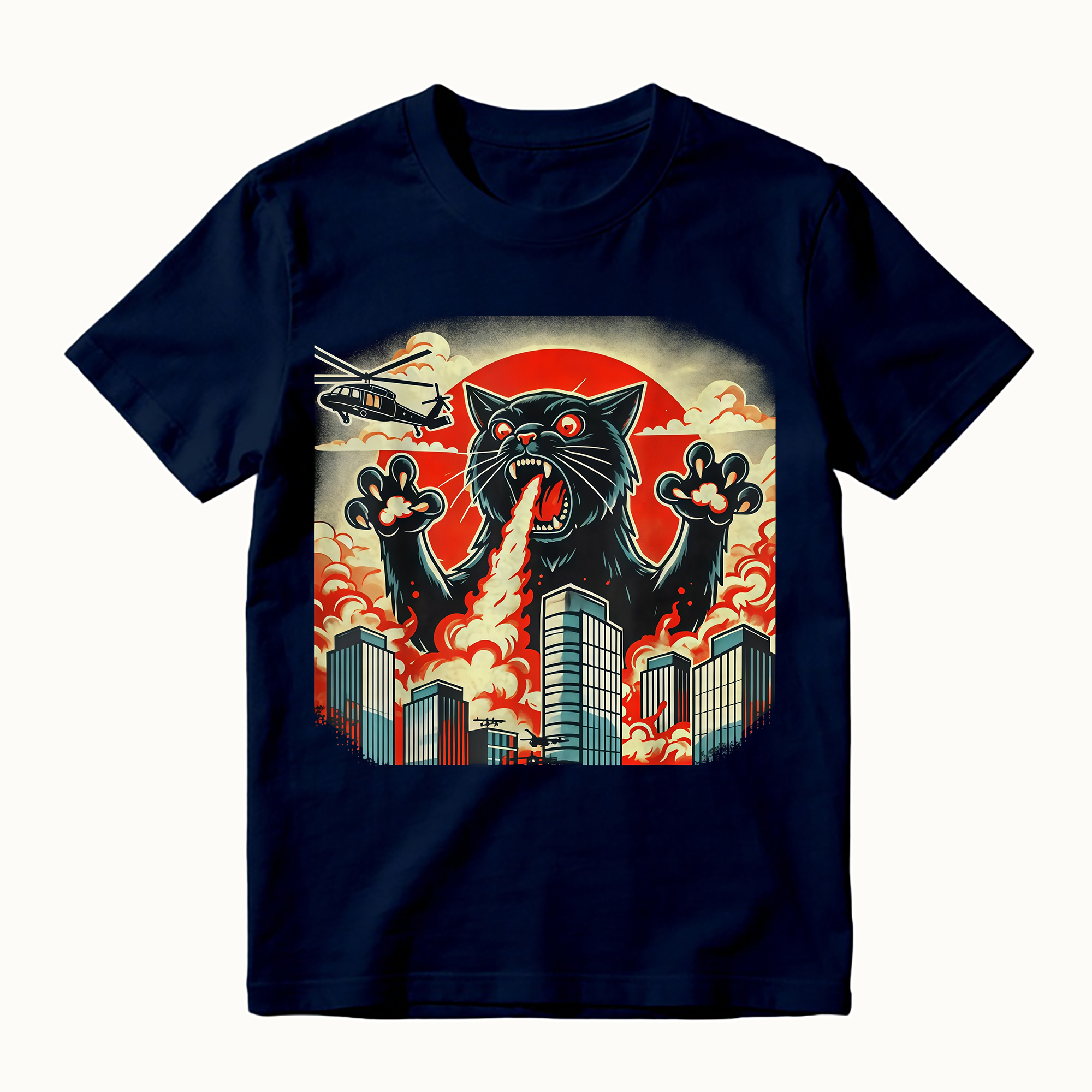 Catzilla Funny Japanese Art Graphic Tee