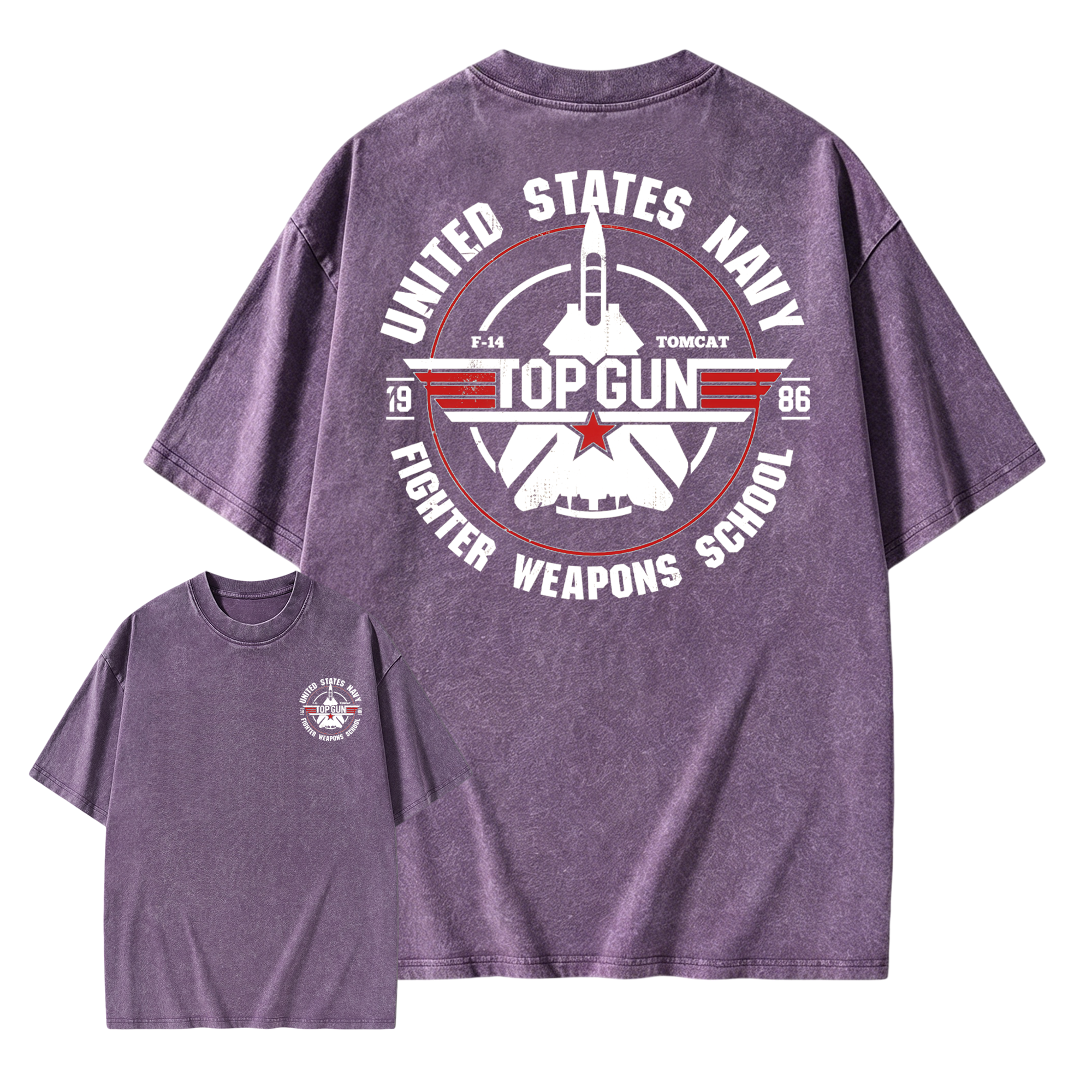 T0p Gun Vintage 80s Fighter Pilot Graphic Washed T-shirt, Retro Military Aviation Washed T-shirt, Navy Fighter Jet Unisex Washed T-shirt