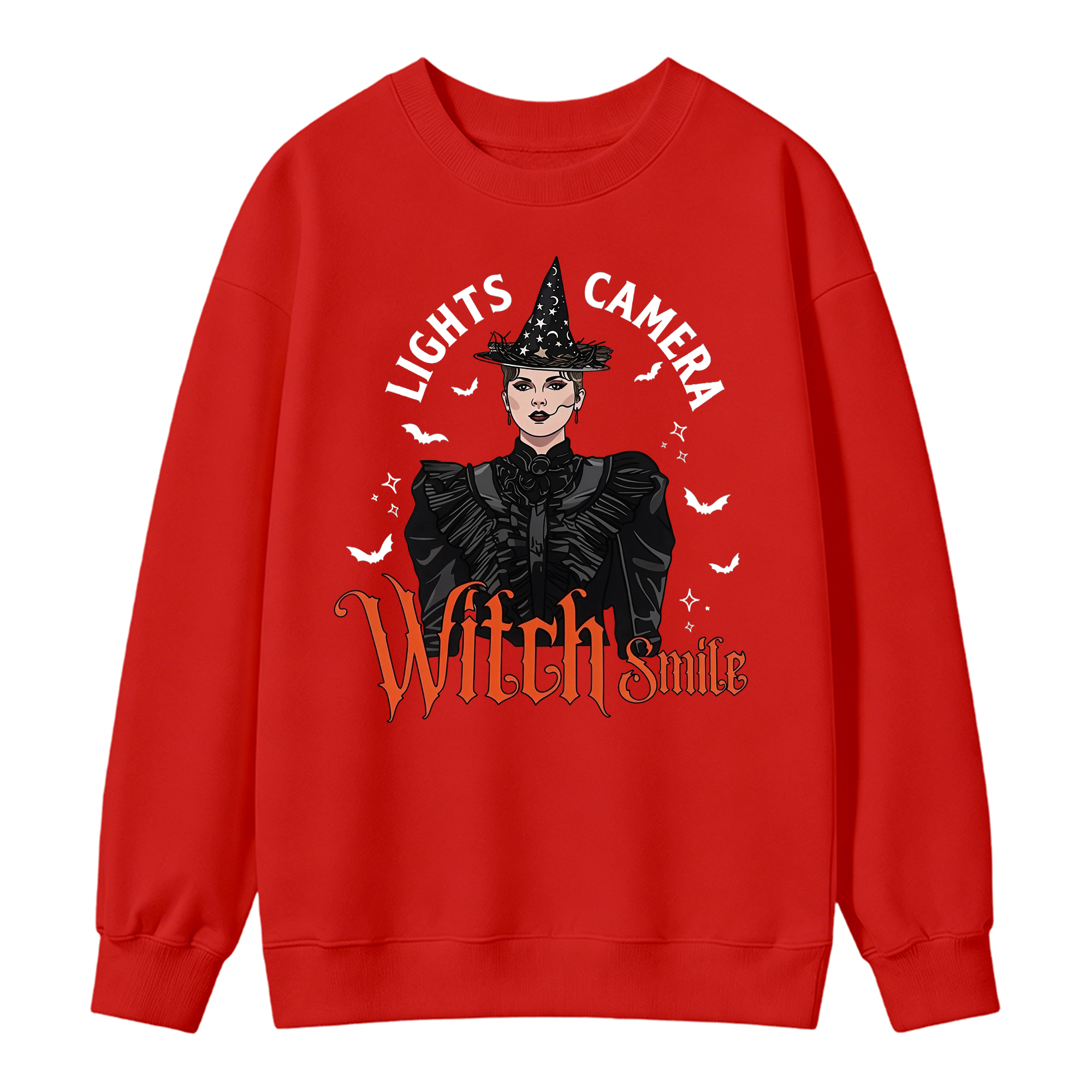 Lights, Camera, Witch Smile! Premium Spooky Season Graphic Sweatshirt