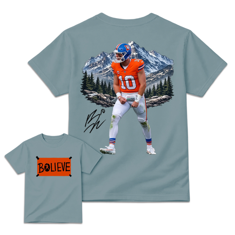 Vintage Football Quarterback Believe Spirit Graphic T-Shirt