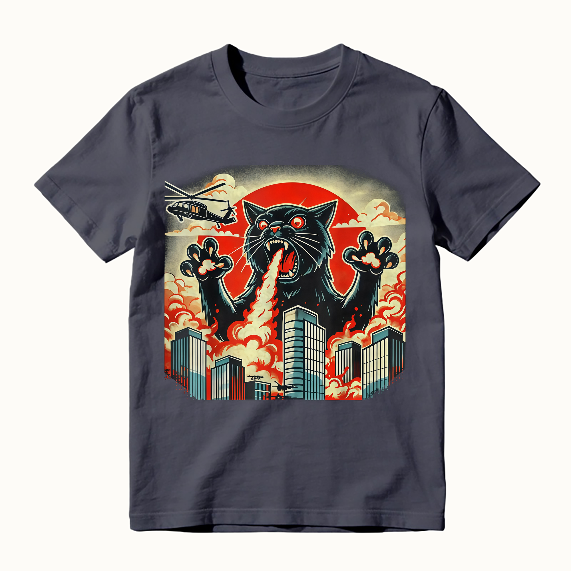 Catzilla Funny Japanese Art Graphic Tee