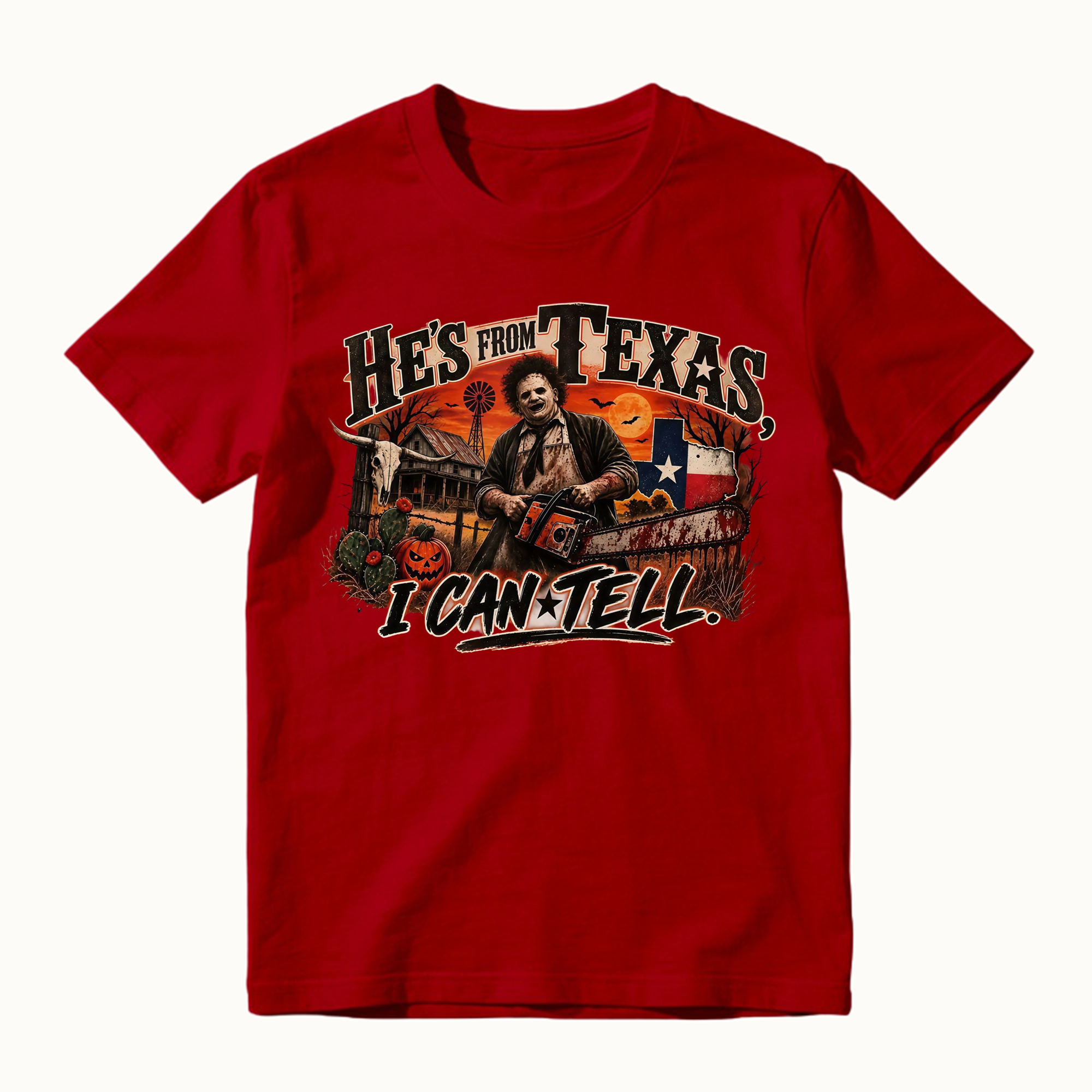 He's From Texas I Can Tell Horror Spooky Season Halloween Shirt