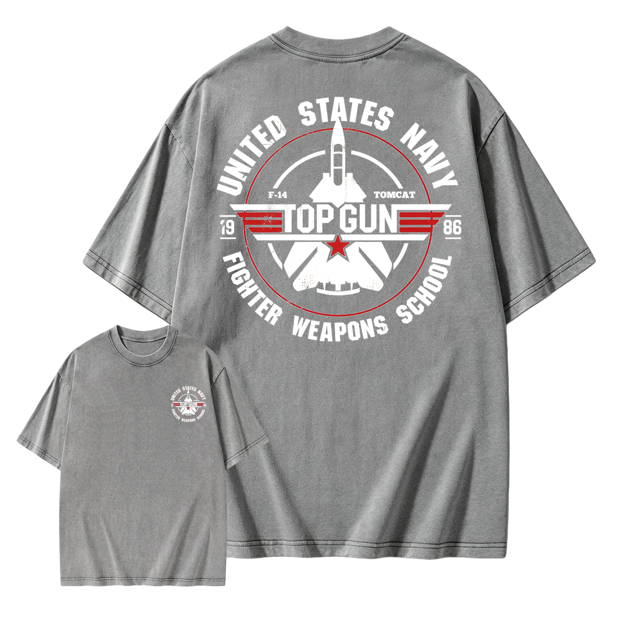 T0p Gun Vintage 80s Fighter Pilot Graphic Washed T-shirt, Retro Military Aviation Washed T-shirt, Navy Fighter Jet Unisex Washed T-shirt