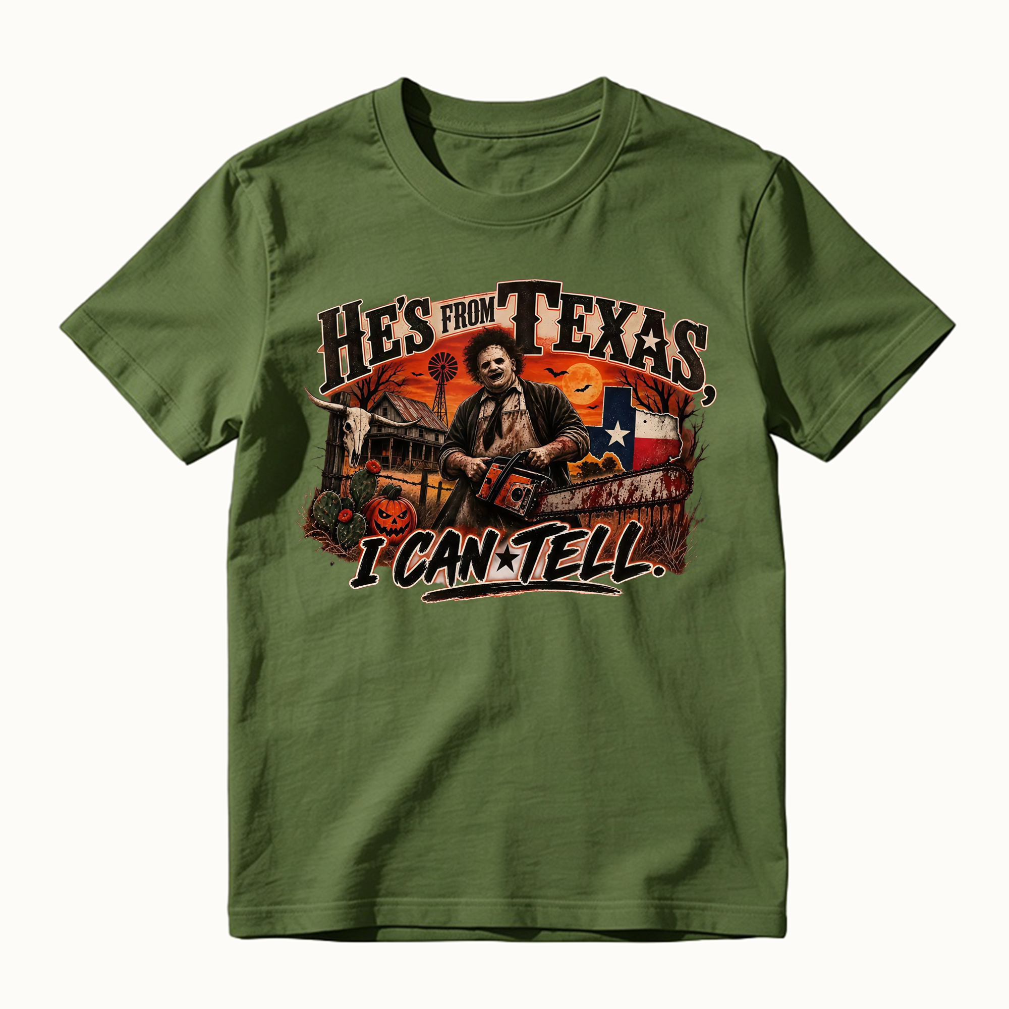 He's From Texas I Can Tell Horror Spooky Season Halloween Shirt
