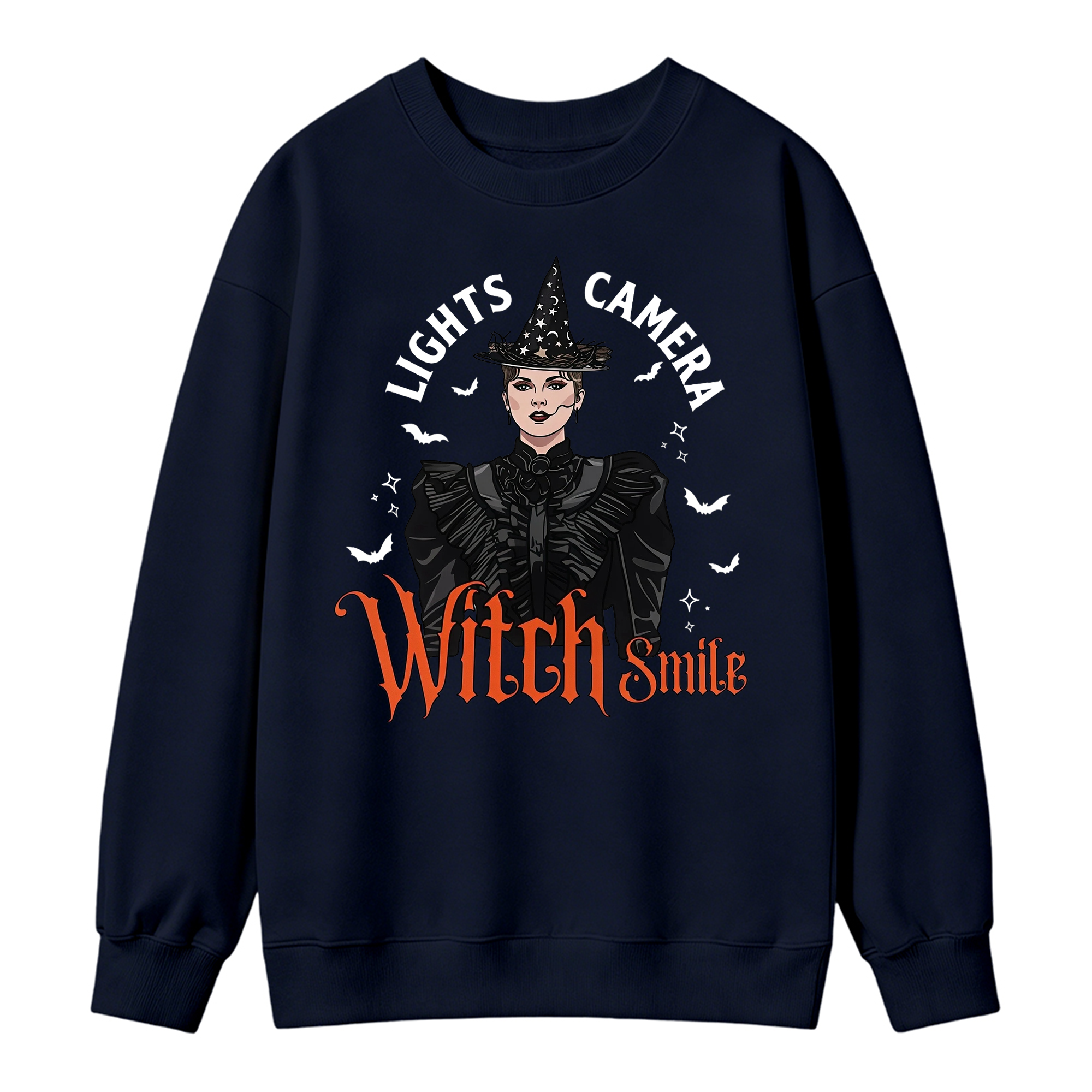 Lights, Camera, Witch Smile! Premium Spooky Season Graphic Sweatshirt