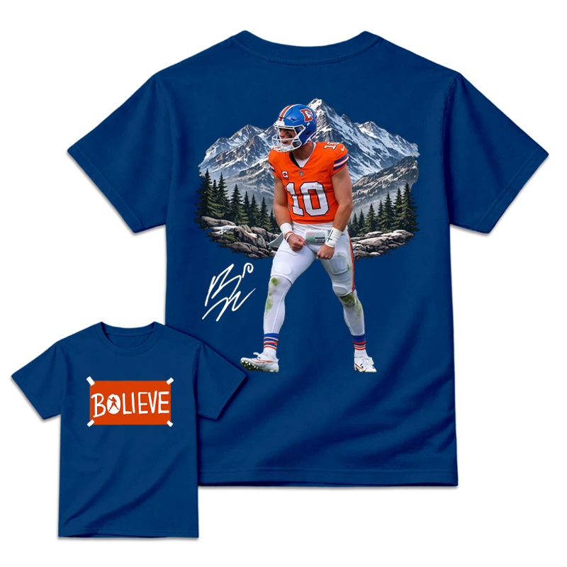 Vintage Football Quarterback Believe Spirit Graphic T-Shirt